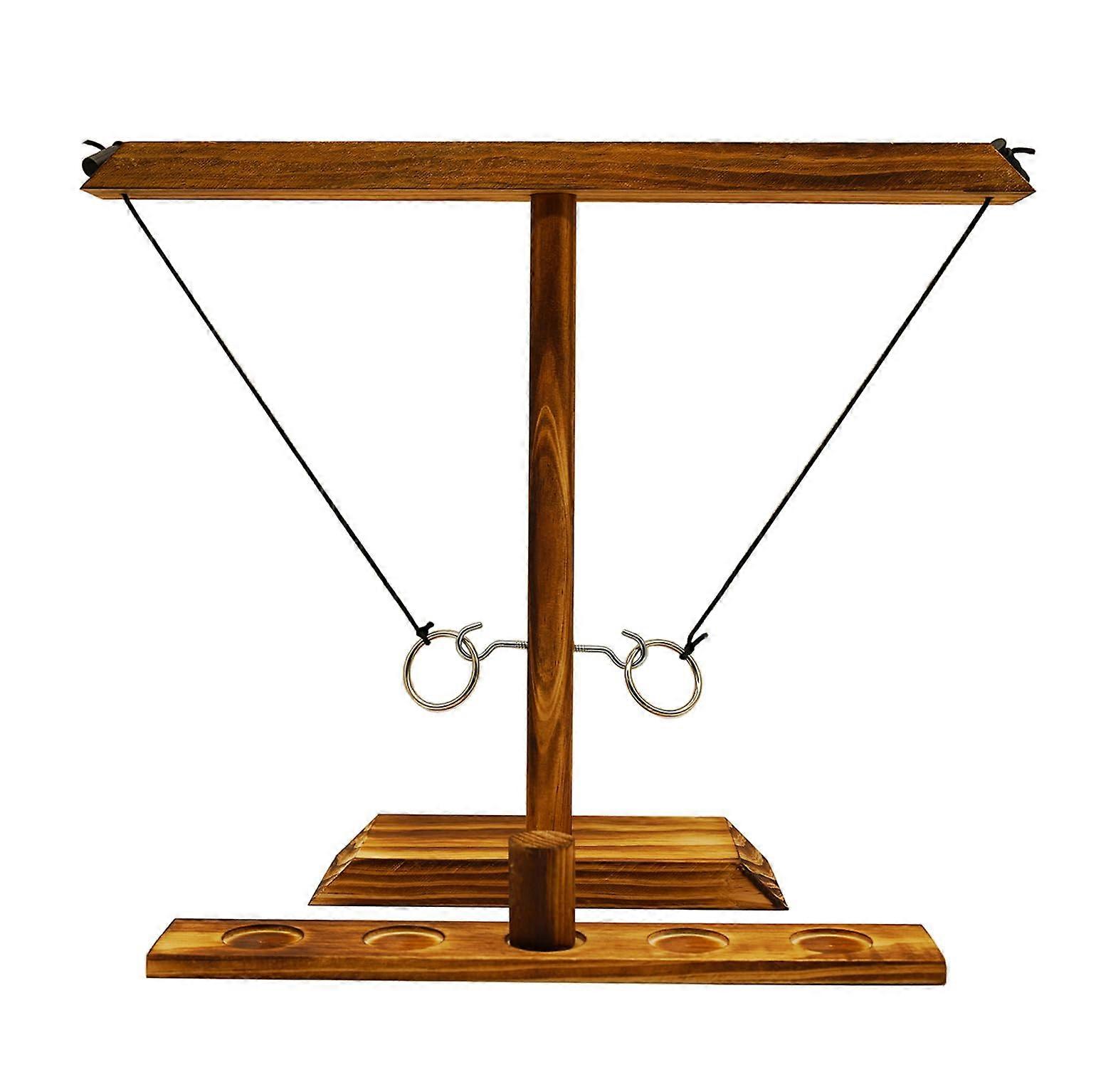 Ring Toss Game - Handmade Wooden Hook and Ring Game for Indoor & Outdoor Fun, Large Brown Wood Set for Family & Parties