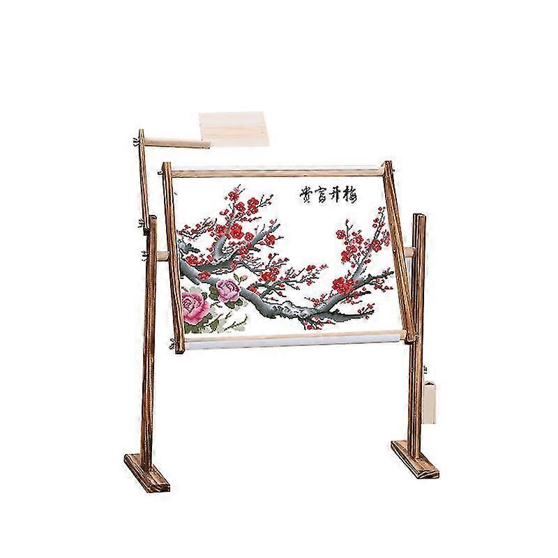 Adjustable Cross Stitch Frame Stand, Needlework Table Pine Wood Adjustable Height Quilting Frame Embroidery Stand With Accessories Kit For Home
