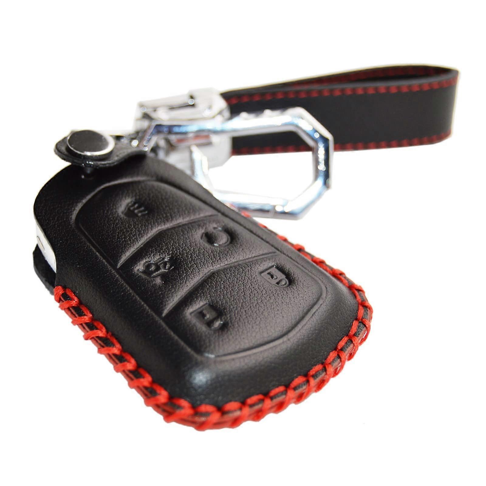 Handmade Leather Key Fob Cover Case Protector for Cadillac ATS CTS CT6 SRX XTS XT4 XT5 XT6 5 Buttons Remote