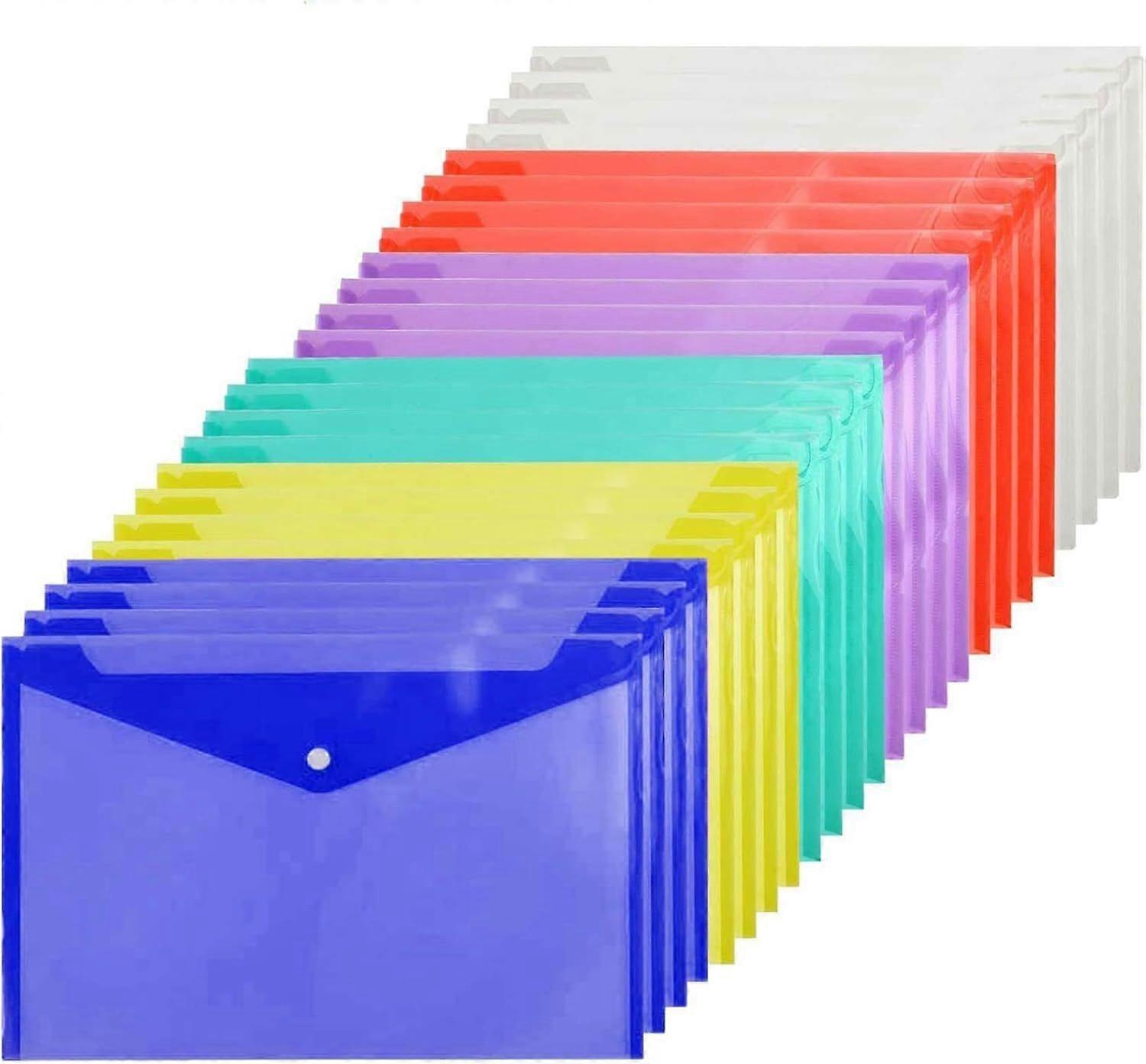 2025 Latest Model  30 Pcs Poly Envelope Folder with  Button Closure, Premium