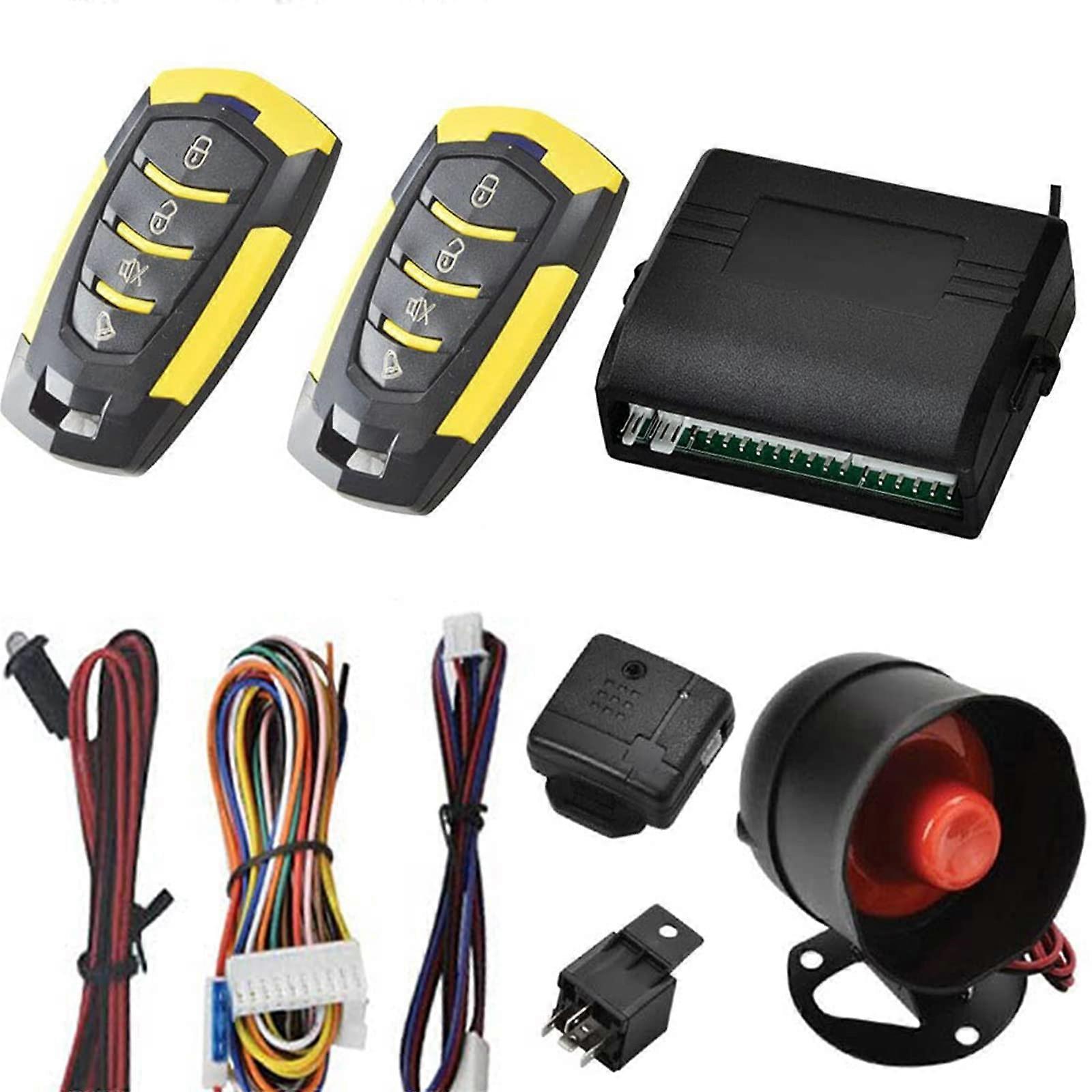 Car Security Antitheft Alarm Keyless Entry System With Remote Control Siren Sensor Universal 12V Auto