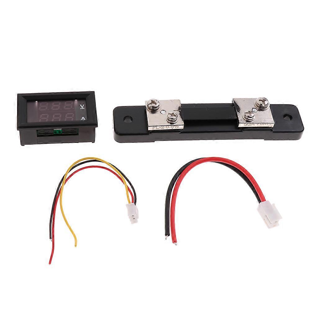 0.28'' Blue Red LED Digital Amp Voltage Current Meter Ammeter Voltmeter 50A
