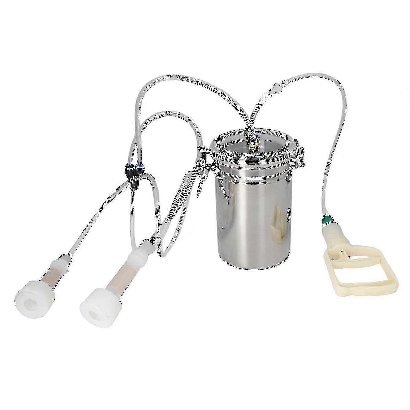 Manual Milking Machine 2000ml Portable Stainless Steel Bottle Effort Saving Control Milking Kit for Farm