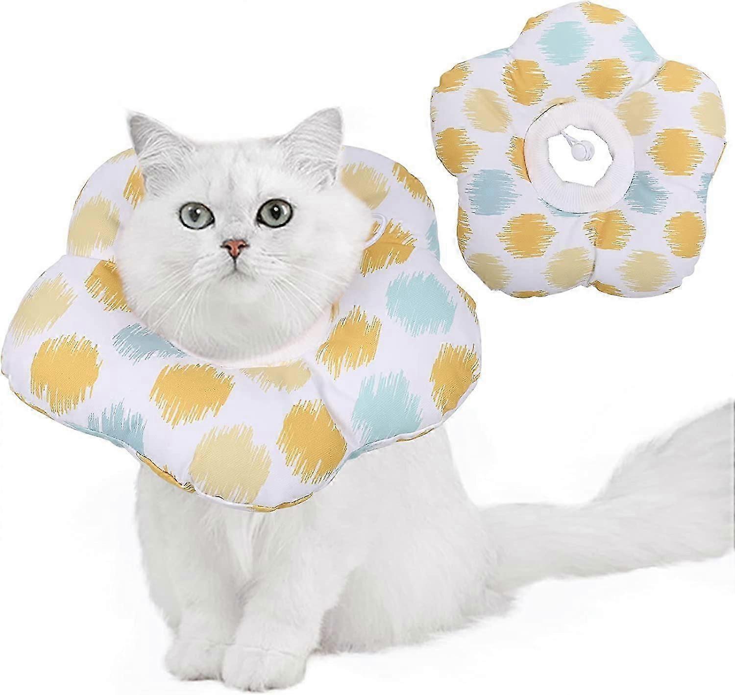 Cat E Collar, Cute Flower Recovery Cone for Cats Cat Cone Collar Soft Adjustable Cat Neck Cone Comfy Cone for Cats Puppies Elizabethan Collar After Su