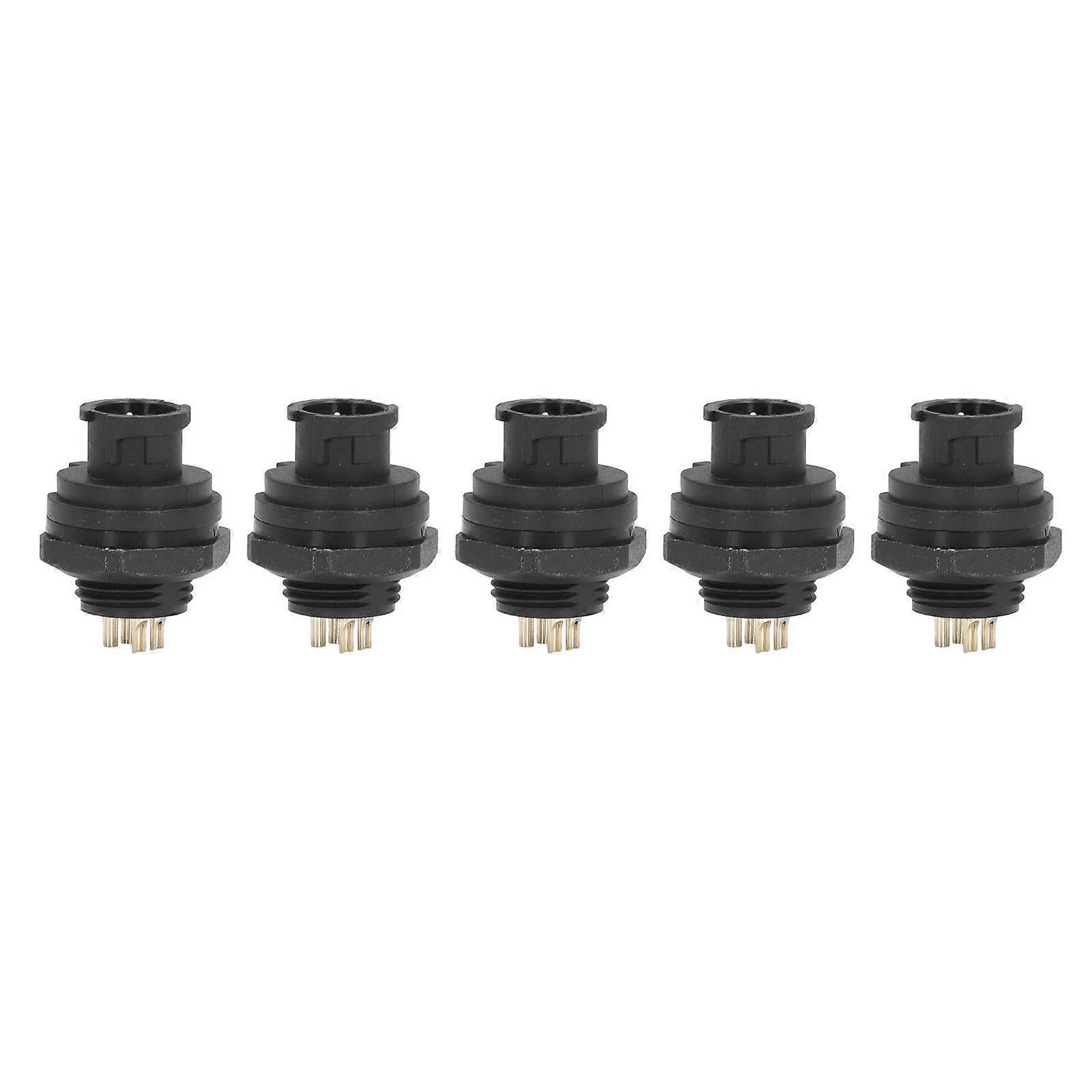 DTCY 5 Pcs 4 Pin Front Panel Mount Socket 7/16in 28UNS Thread Connection Welding Wiring IP67 Aviation Connector