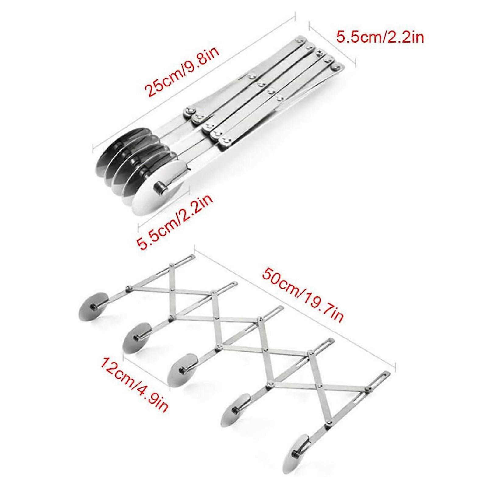 5 Wheel Cutter Stainless Slicer Expandable Pizza Slicer Multi Round Baking Cutter Roller Cookie Dough Cutter Divider