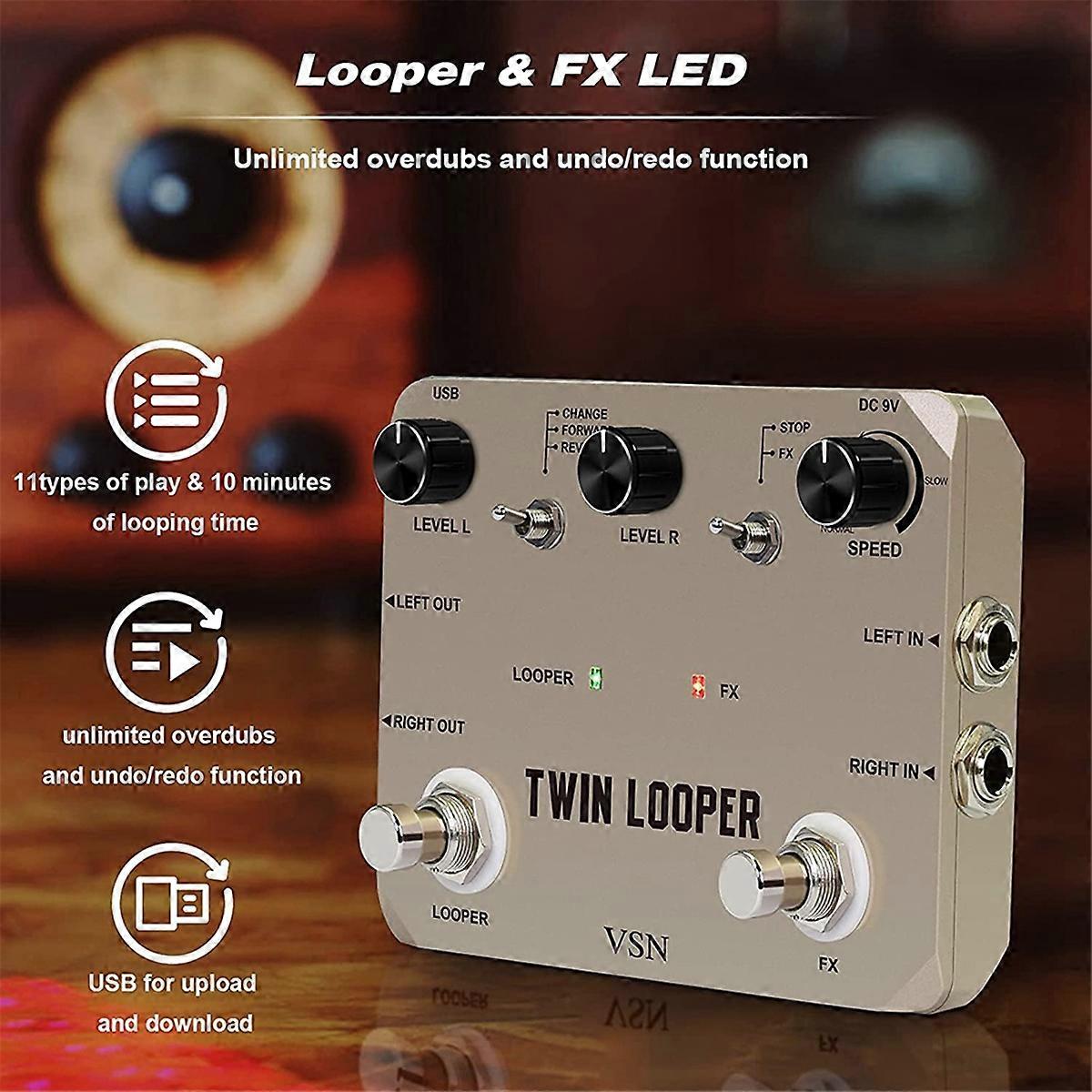 Pédale d'effet pour guitare électrique Twin Looper Loop Station Box