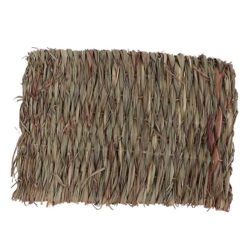Handwoven Straw Rabbit Cage Mat Hamster Rabbit Squirrel House Mat 41x29cm