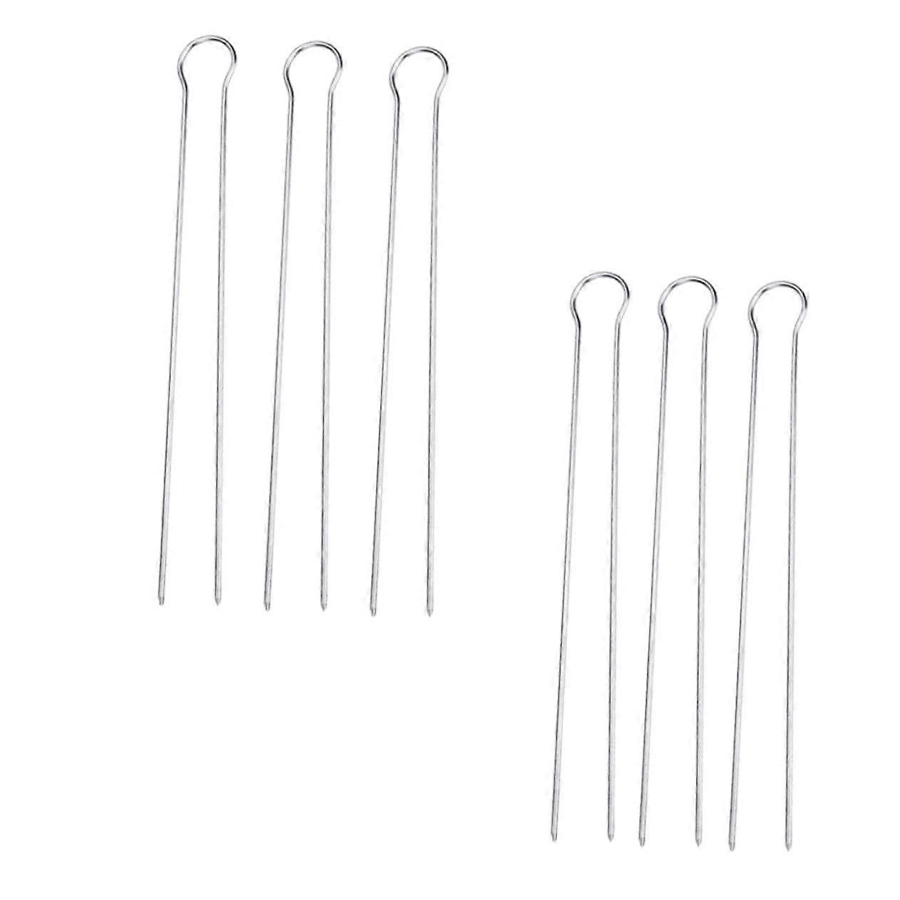Grill Fork Skewers 6-Pack Stainless Steel Barbecue Skewers Outdoor Portable Shashlik Skewers Silver Rust-Free Grill Tools