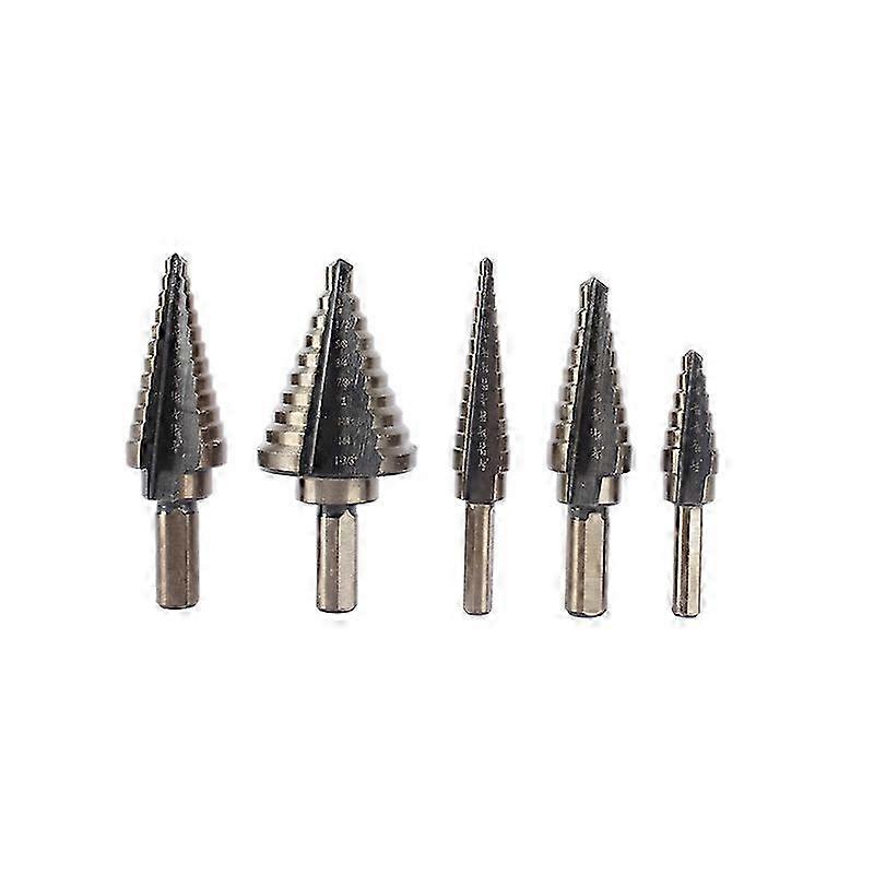 5-Piece Cobalt Step Drill Bit Set - 50 Sizes, Titanium Coated, Aluminum Case