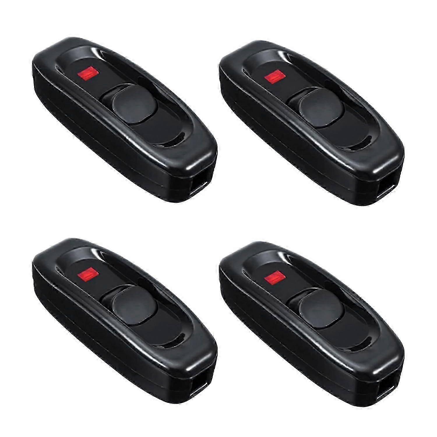 Set of 4 black bedside lamp switches, double pole switch, suitable for direct plug-in lamp, table lamp, small appliance, bedside lamp