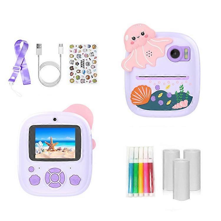 P8 2.4 Inch IPS Screen 8X Zoom Instant Print Kids Camera Dual Lens HD Video Recorder with Colored Pen Set