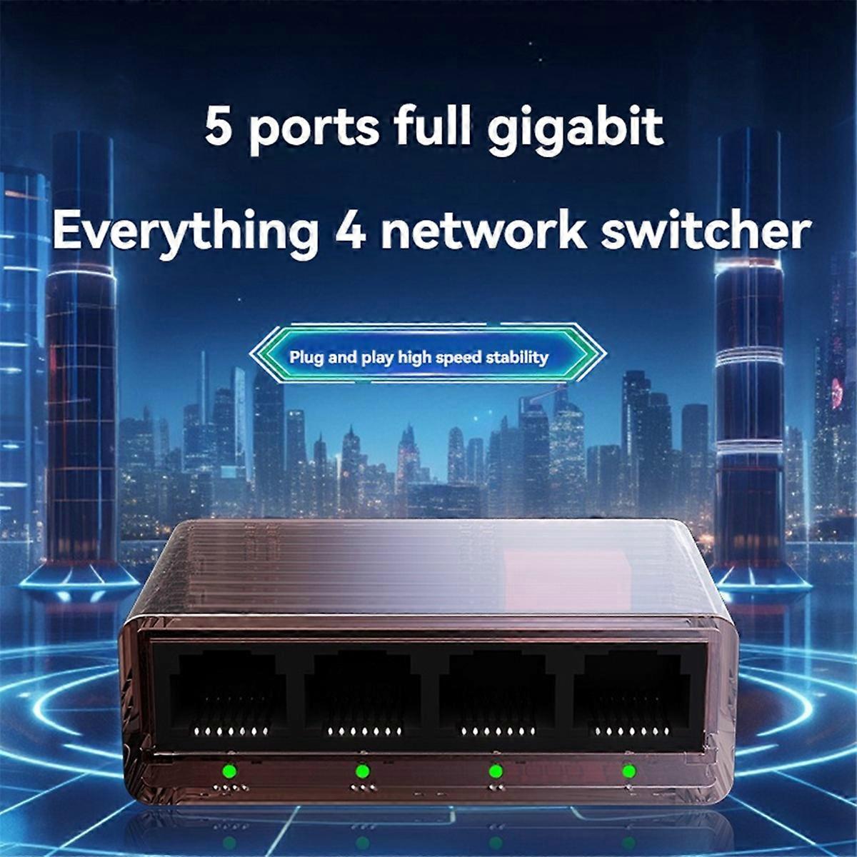 1000Mbps Ethernet Splitter 1 to 4 Ethernet Adapter RJ45 LAN Internet Splitter HUB for PC Laptop Rou