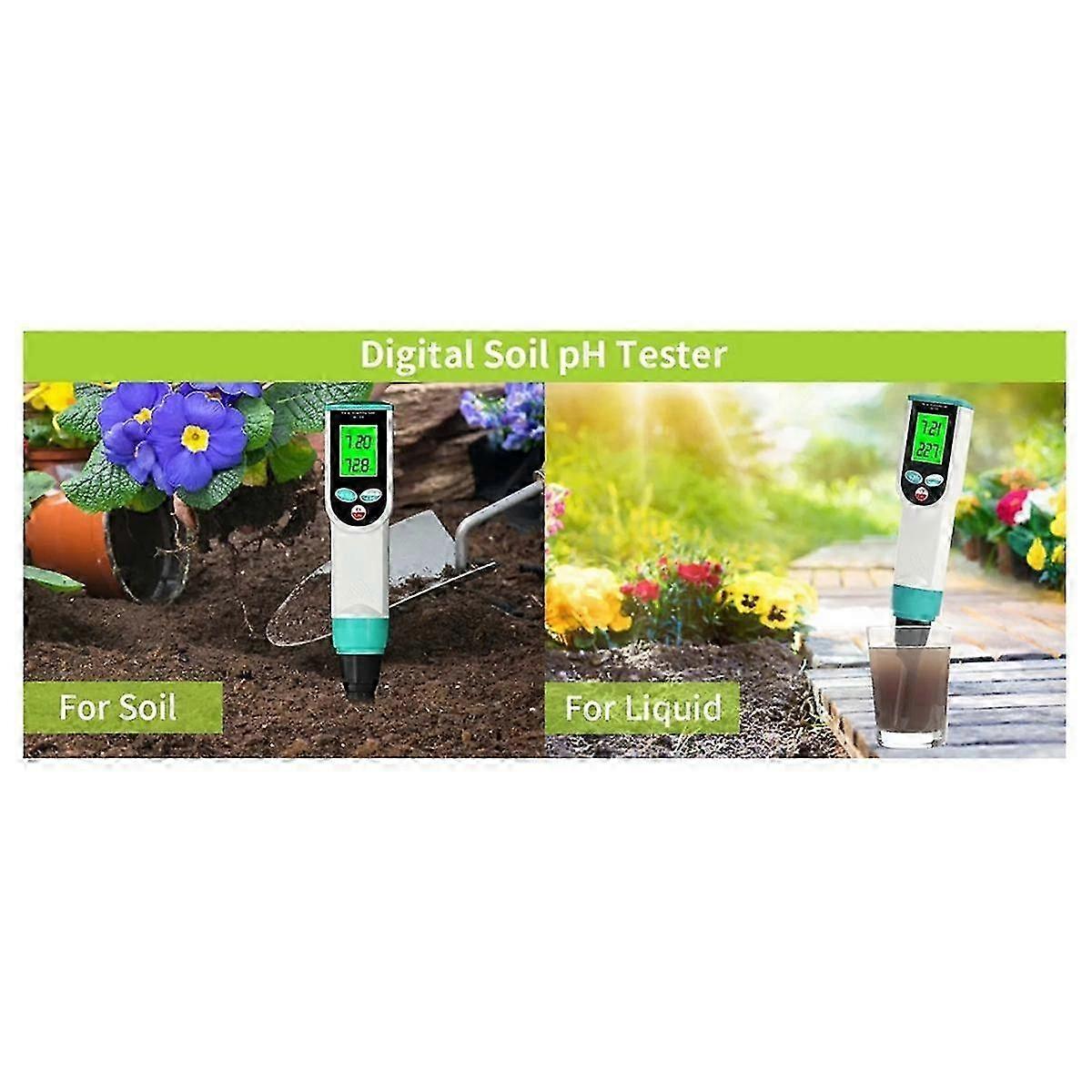 Soil PH Meter 0.00-14.00PH Digital Temp Acidity Soil Tester Sensor Analyzer for Outdoor Planting Ga