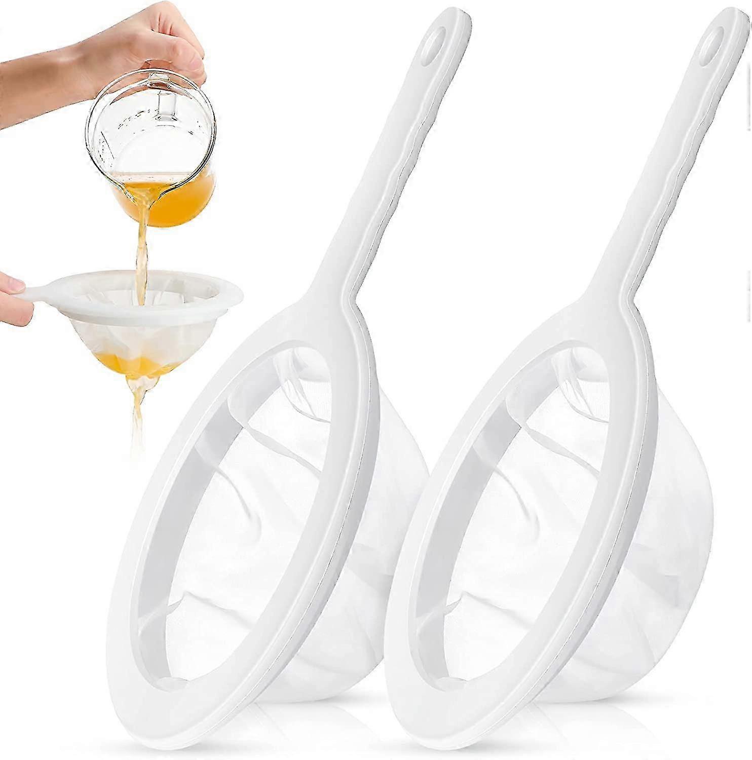 Set of 2 Fine Mesh Strainer Nylon Food Sieve with Handle, Mini Separation Net for Filtering Juice and Milk, Ideal for Various Culinary Uses
