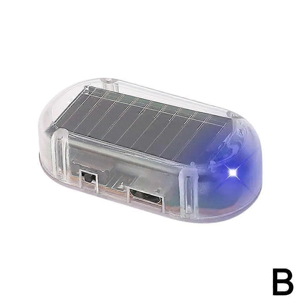 Blue (B)$Car solar warning light simulated anti-theft warning light universal LED simulation imitation camera car anti-theft light