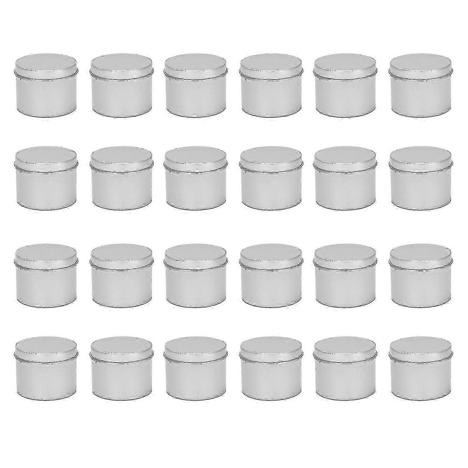 24 Pack Round Metal Tins Box Tin Jar Stora Empty Pot Plain Cans Cream Cosme