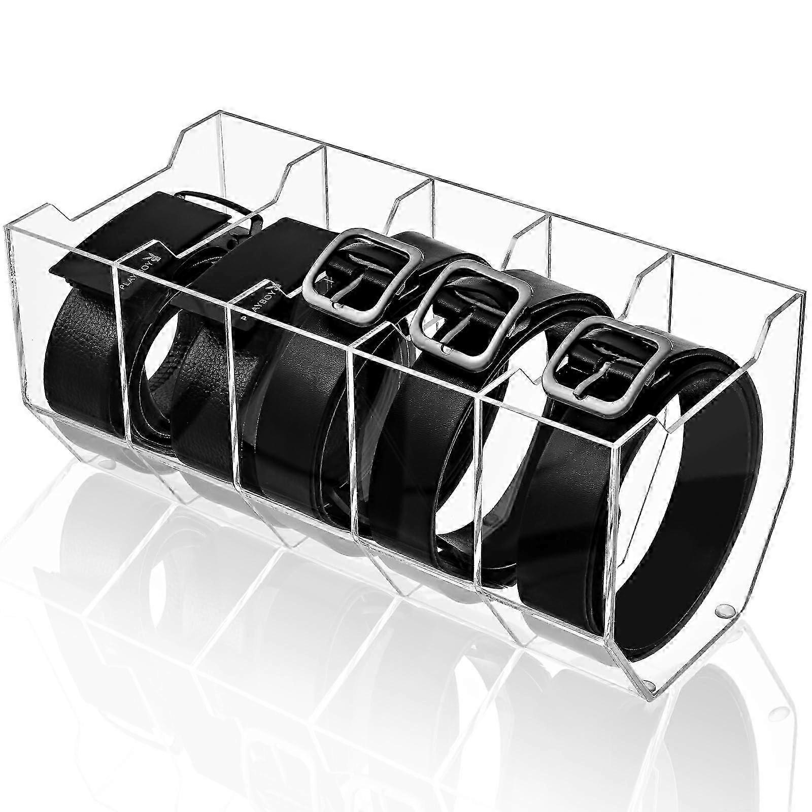 Transparent Belt Storage Box 5 Compartments Household Practical Tools
