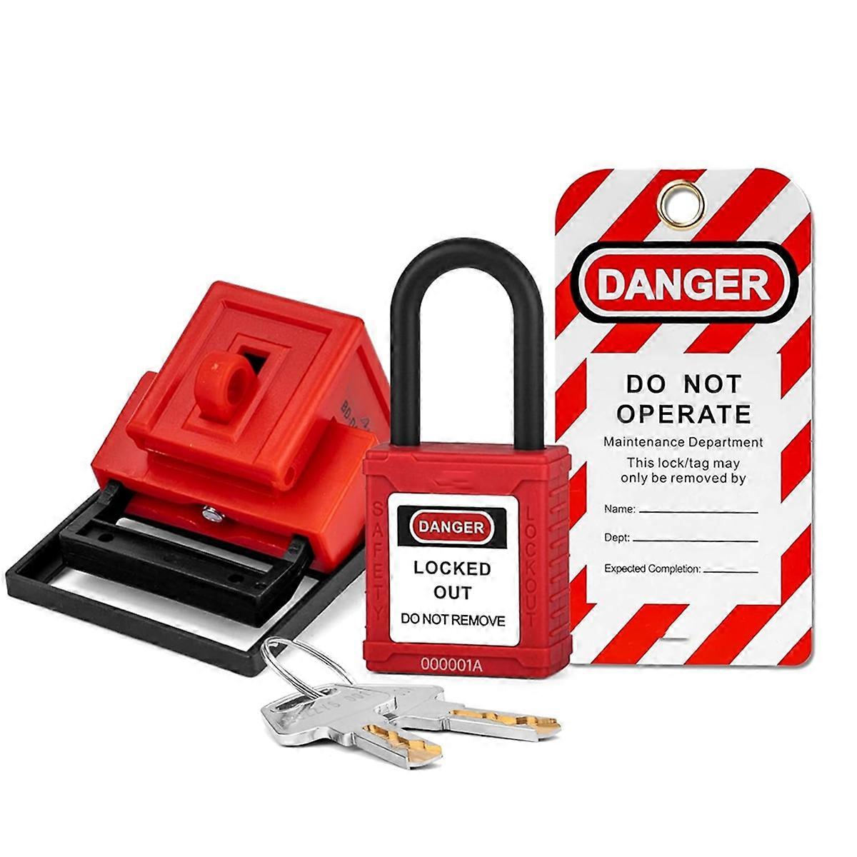 Medium Clip-on Circuit Breaker Lockout Device with Lotopad Lock and Tag for 480/600V Clamp-on Break