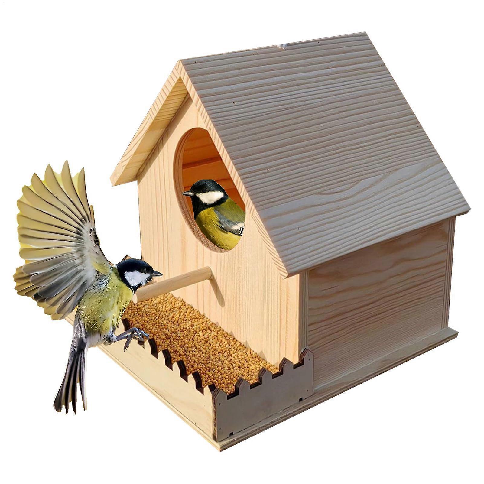 Bird Nesting Box, Ventilated, 20x20x20cm, Natural, Sturdy Garden Wildlife Habitat