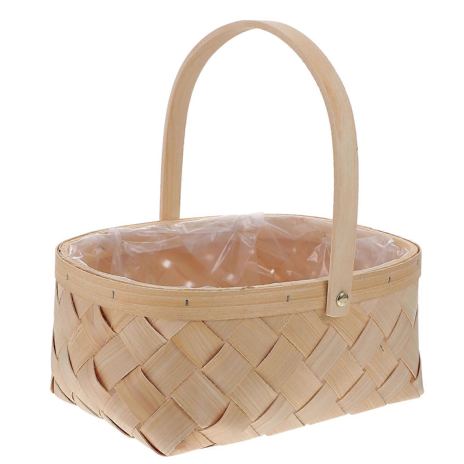 Natural Handmade Basket with Extended Handle, Enhances Home Neatness