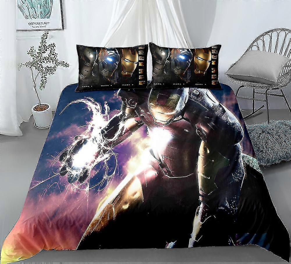 2025 3D tištěná sada povlečení iron man povlak na přikrývku povlak na polštář jednoduchý dvojitý dětský vánoční dárek