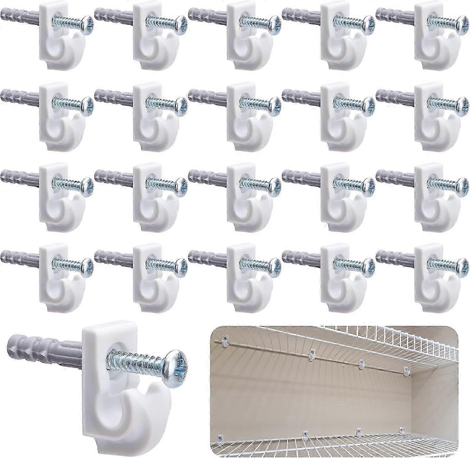 Wire Shelf Loop Clips - 20 PCS White Down Wall Clips for Closet Shelves [jkw]