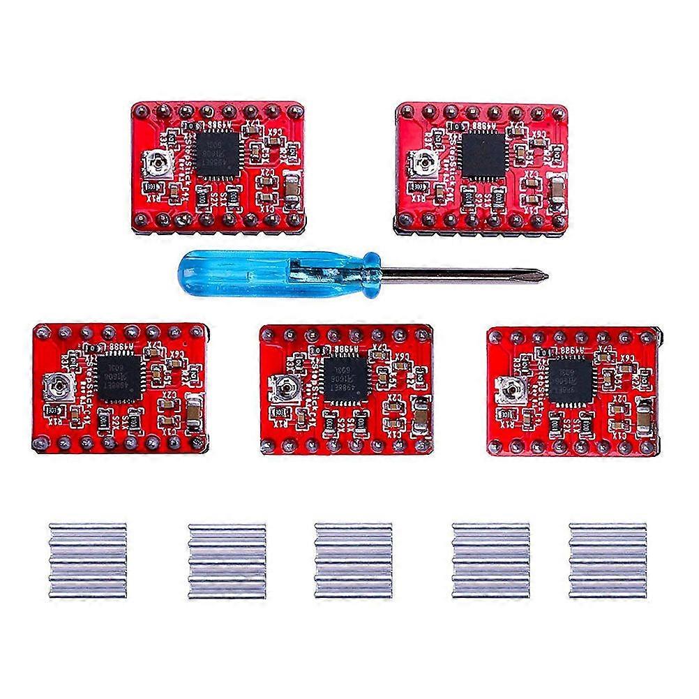 Motor Heat Sink for Printer A4988 Stepper Motor Driver Module Hobbyists CNC Machining Adjustable Control 5Set