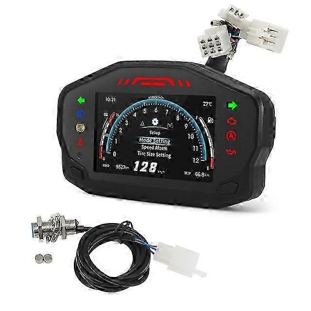 Digital Motorcycle Speedometer LCD Display with Water Temperature, Oil Level, and Mileage for 1/2/4 Cylinder