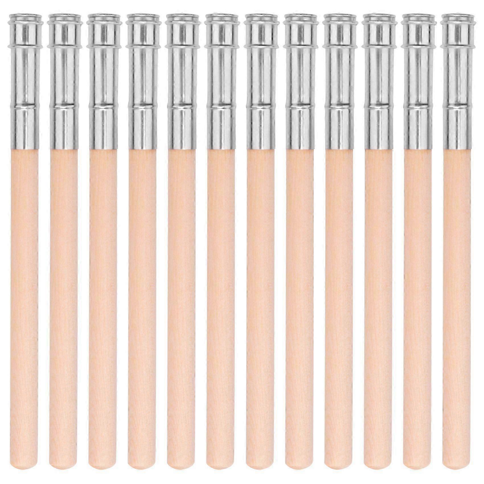 12 قطعة من موسعات قلم رصاص خشبي الفن قلم رصاص مطولة قلم تلوين تمديد مع مقبض من الألومنيوم لللوازم المكتبية المدرسيةلون الخشب SZRH A-V