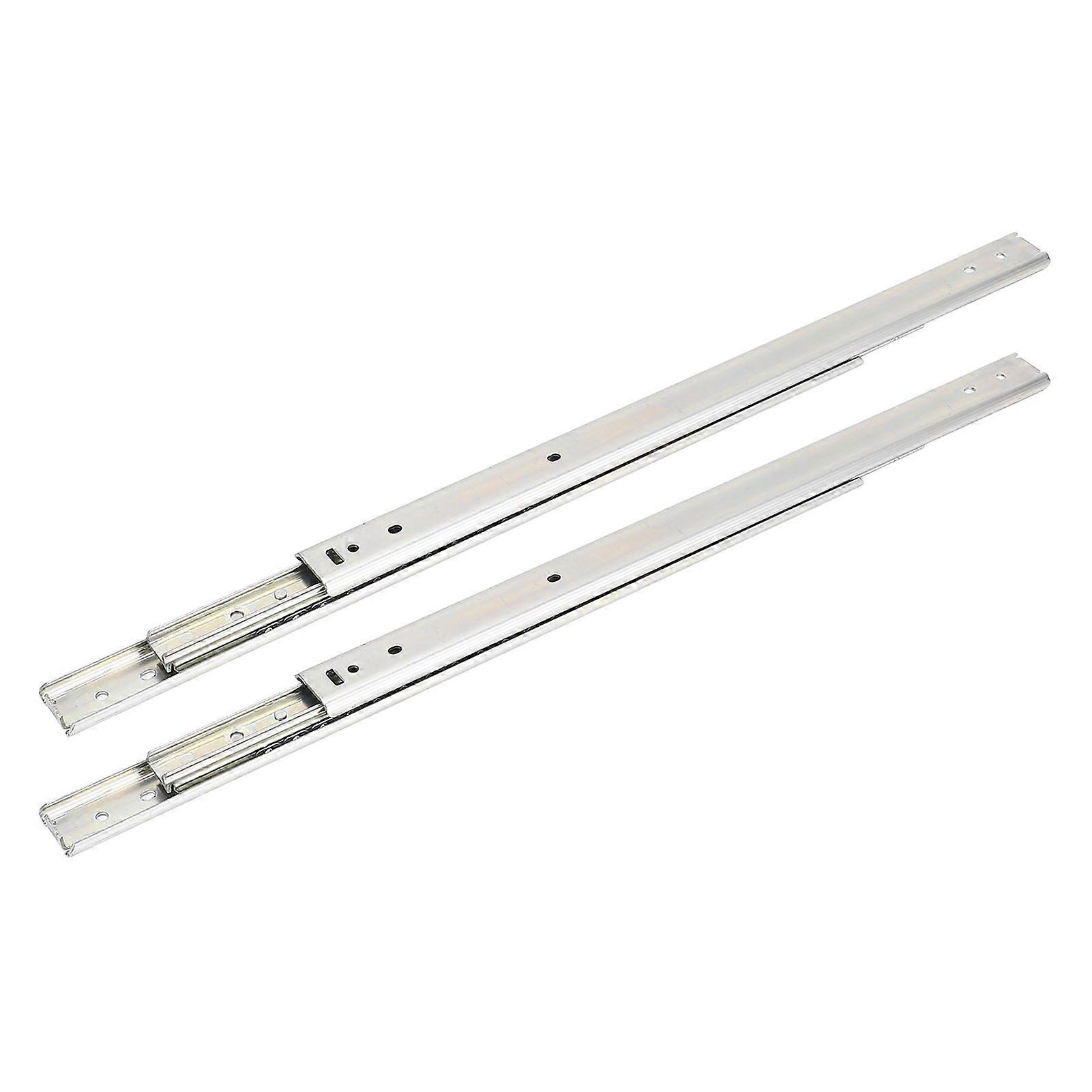 2 Pcs 200mm Drawer Slide 27mm Width 3 Fold Full Extension Cold Rolled Steel Double Layer Ball Bearing Drawer Runner 