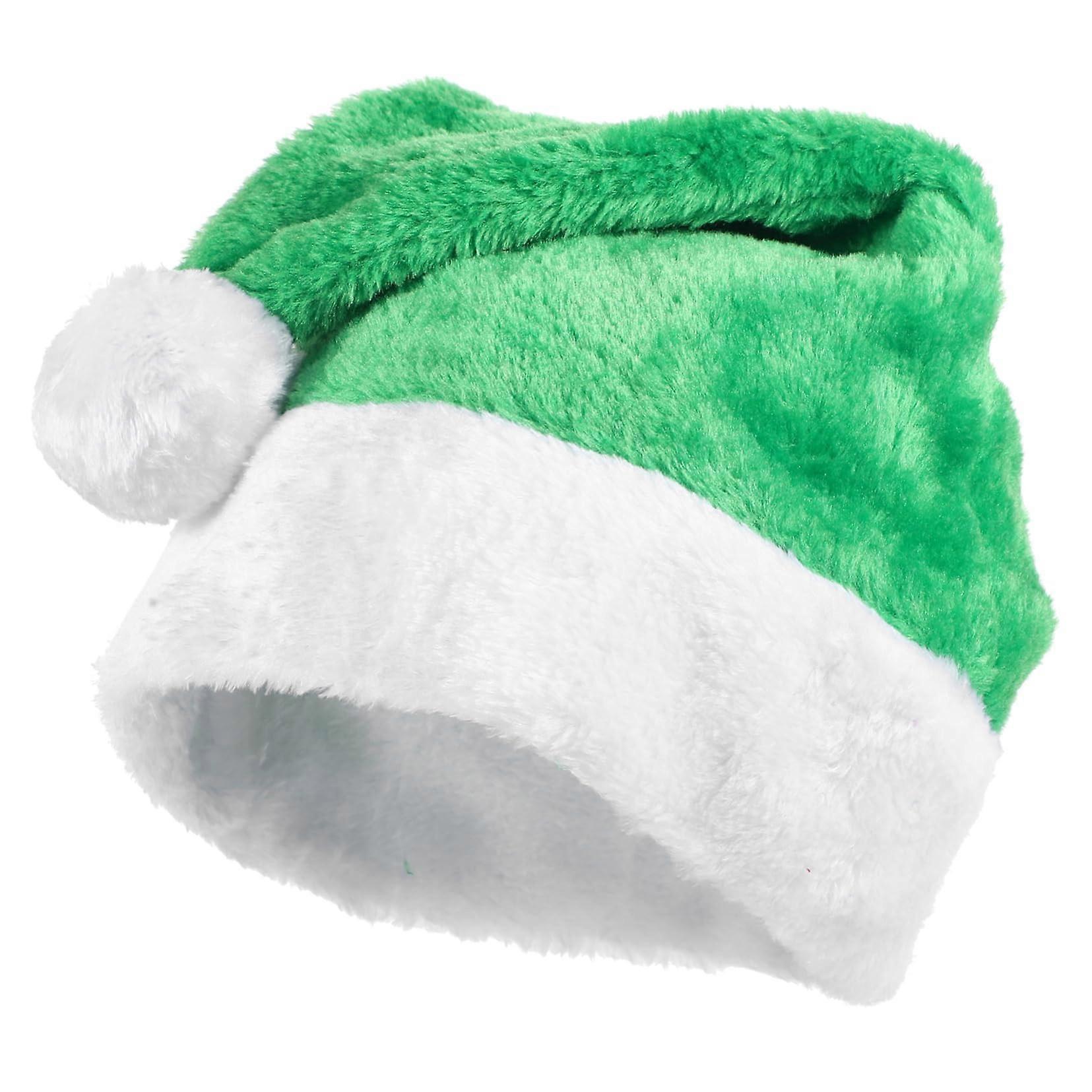 Plüsch Weihnachtsmütze 2er Set Grüne Weihnachtsmützen für Männer Party Weihnachtskostüm Hüte Fabelhaftes Design