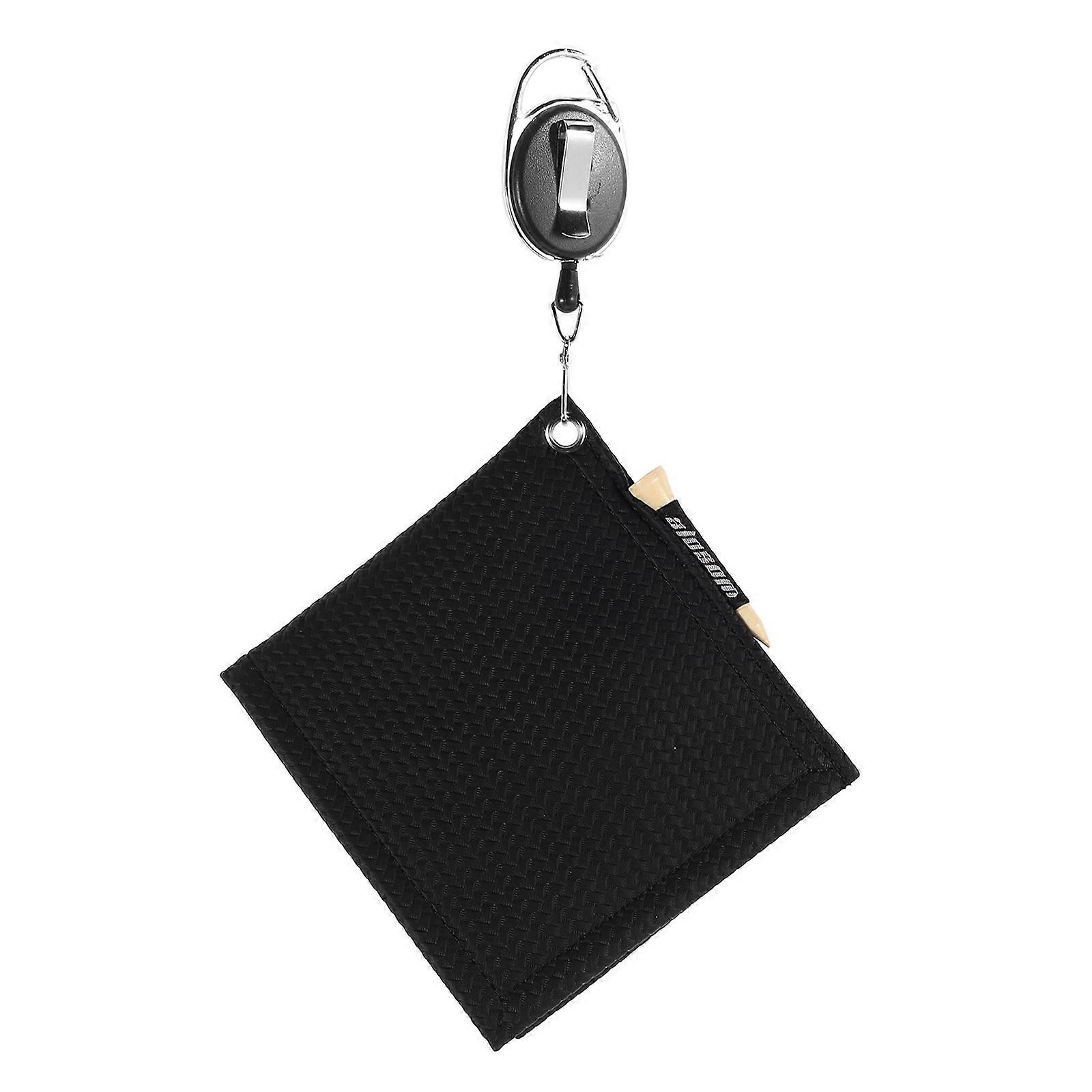 Μικρή πετσέτα γκολφ καθαρισμού σφαιρών γκολφ για τις γυναίκες και τους άνδρες Ανασυρόμενο γήπεδο γκολφ κορδονιών 12.00X12.00X0.50CM μαύρο 1Pack