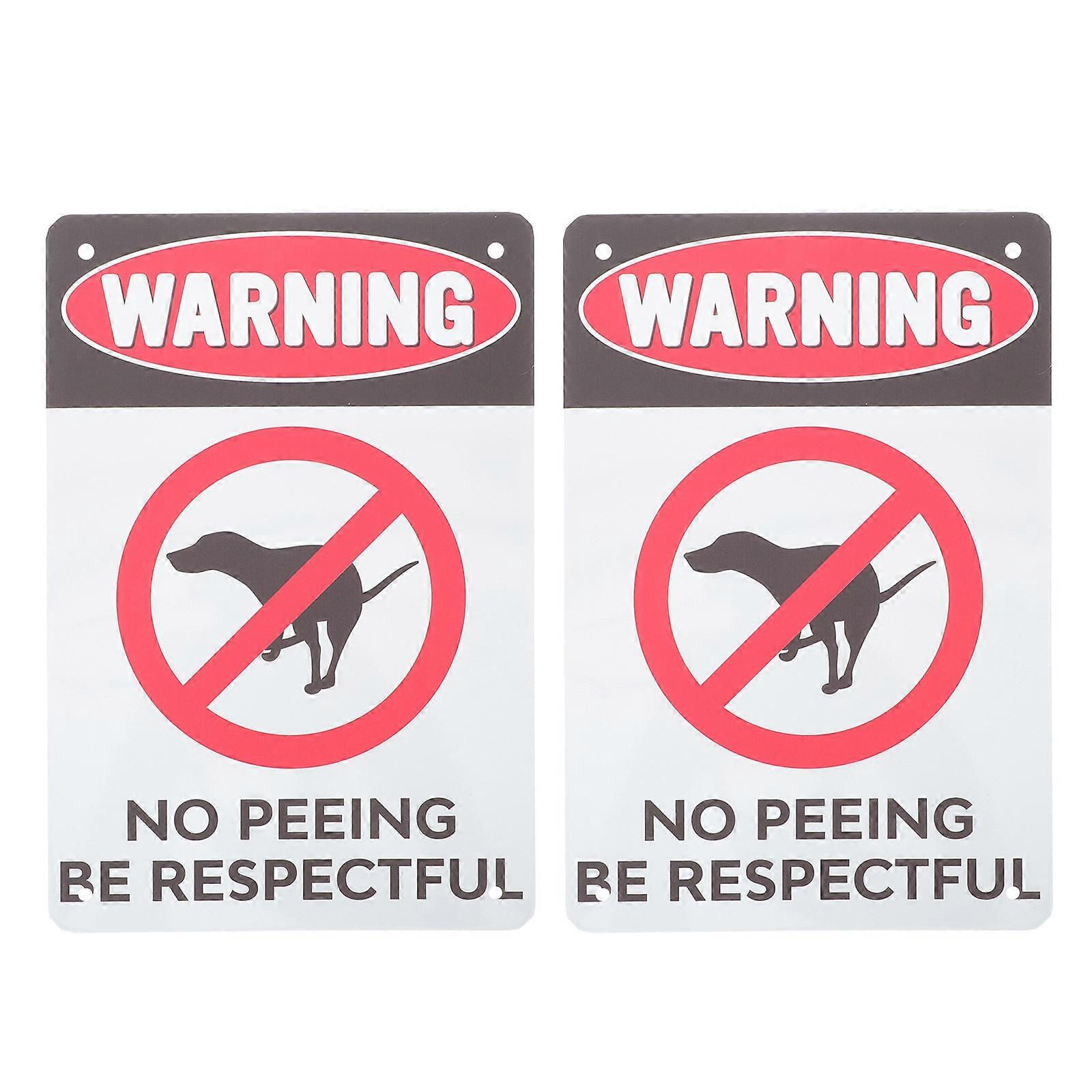 2Pcs No Peeing Warning Sign Hanging Garden Caution Sign Iron Decorations Assorted Color