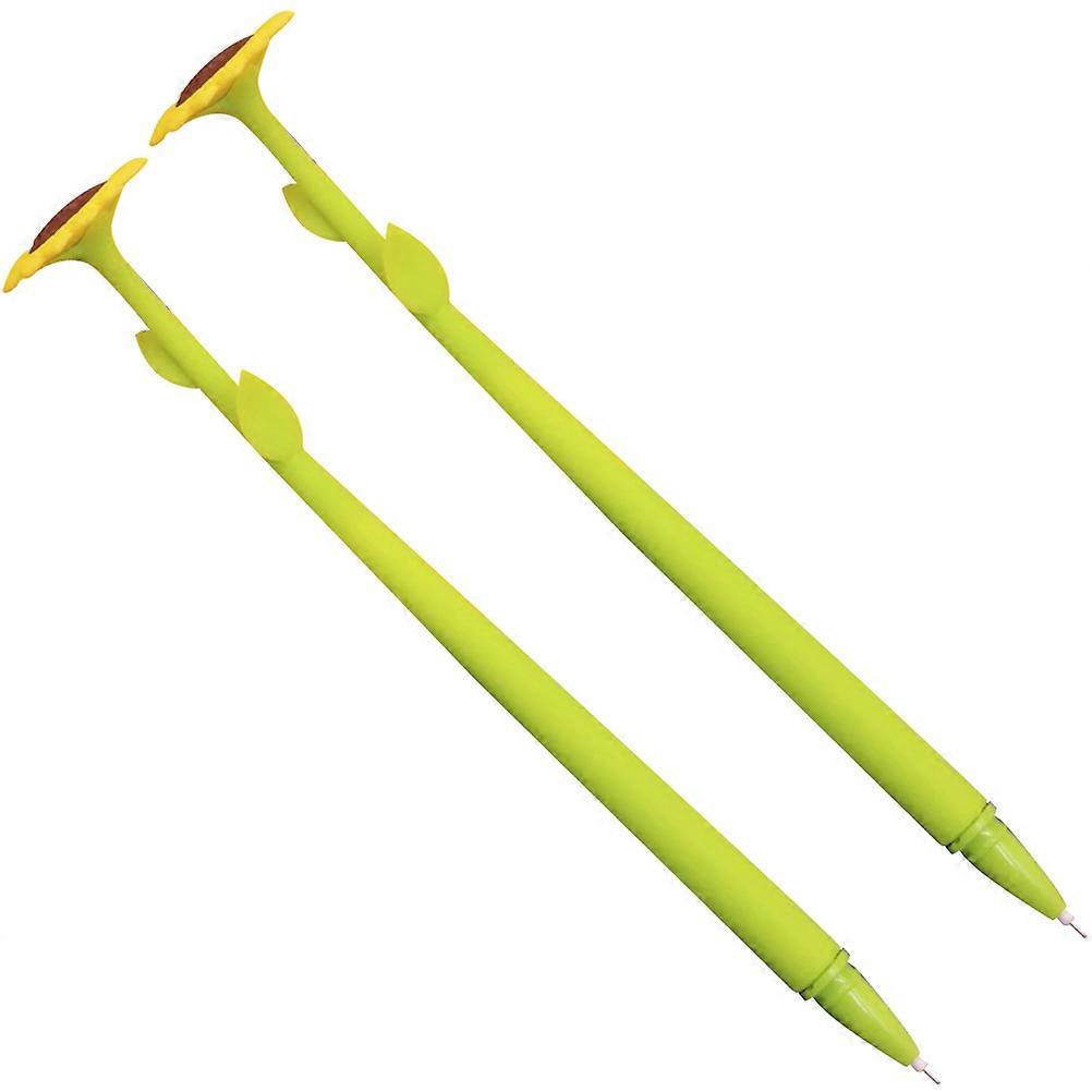 Sunflower Pens Gel Writing Pens Chic Design For Students Home Use Green 20cm x 1cm x 1cm 2Pcs