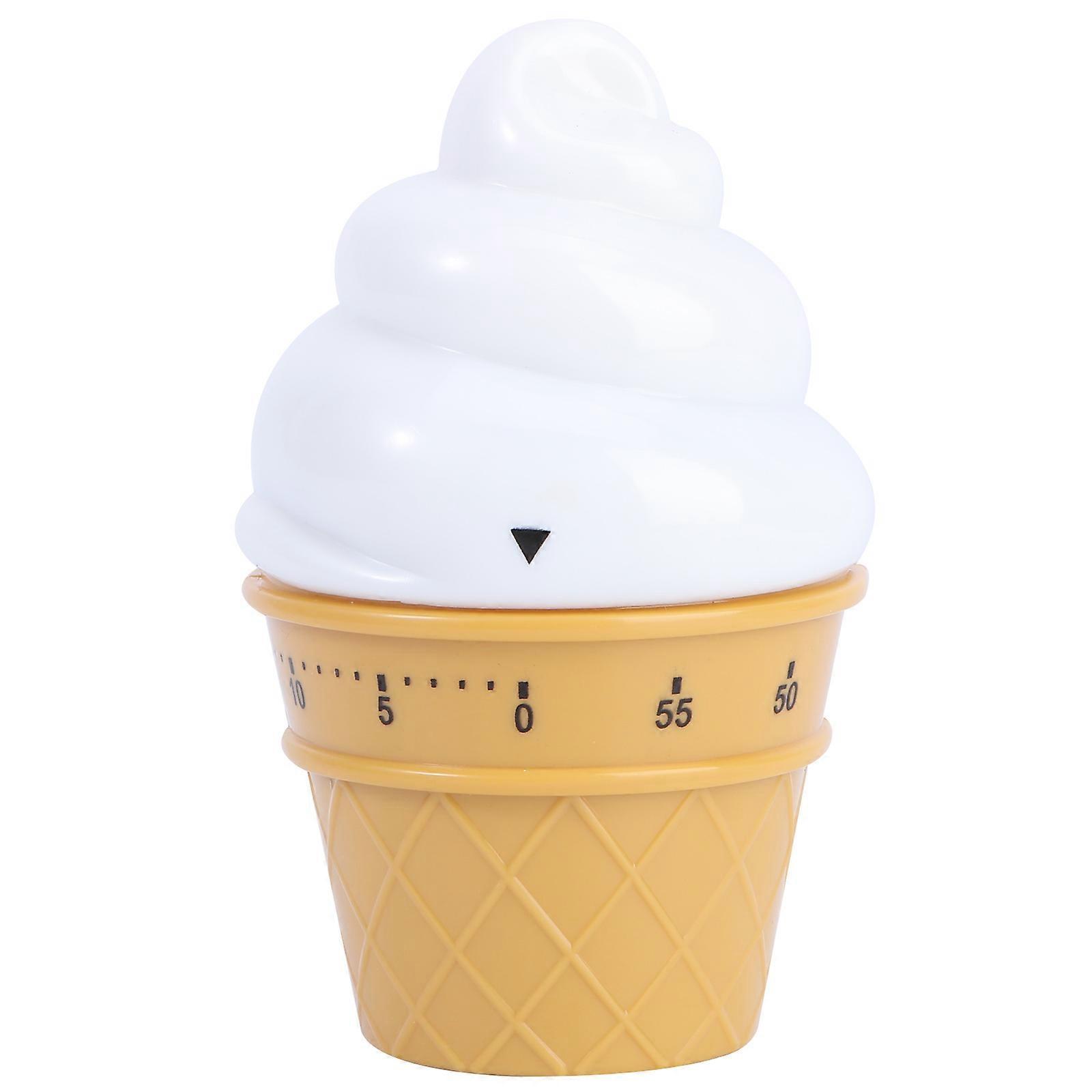 1Pc White Ice Cream Style Mechanical Timer for Home Kitchen Time Reminder