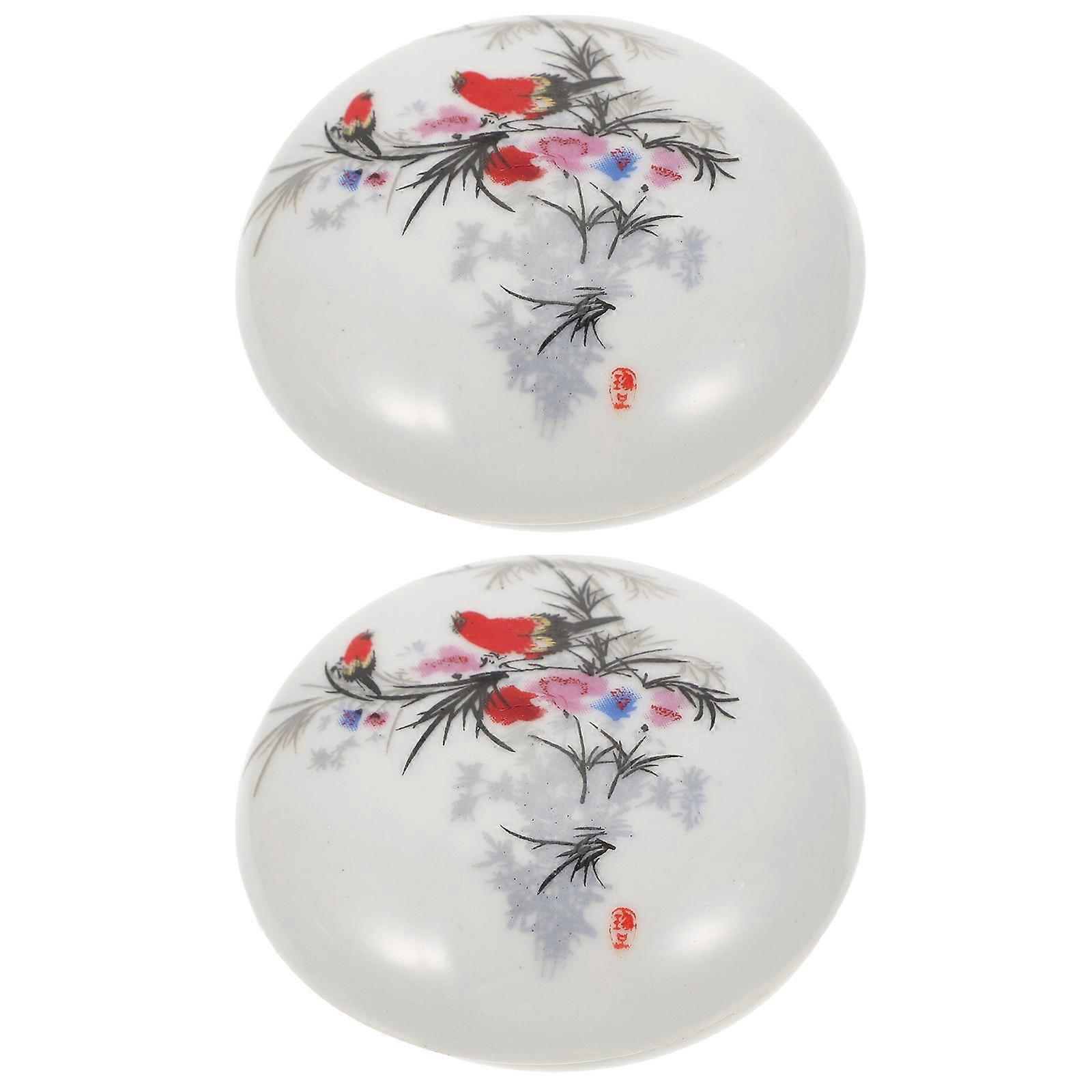 Inkpad Calligraphy Training Ink Pad Students Daily Use 7x7cm Ceramic 2Set