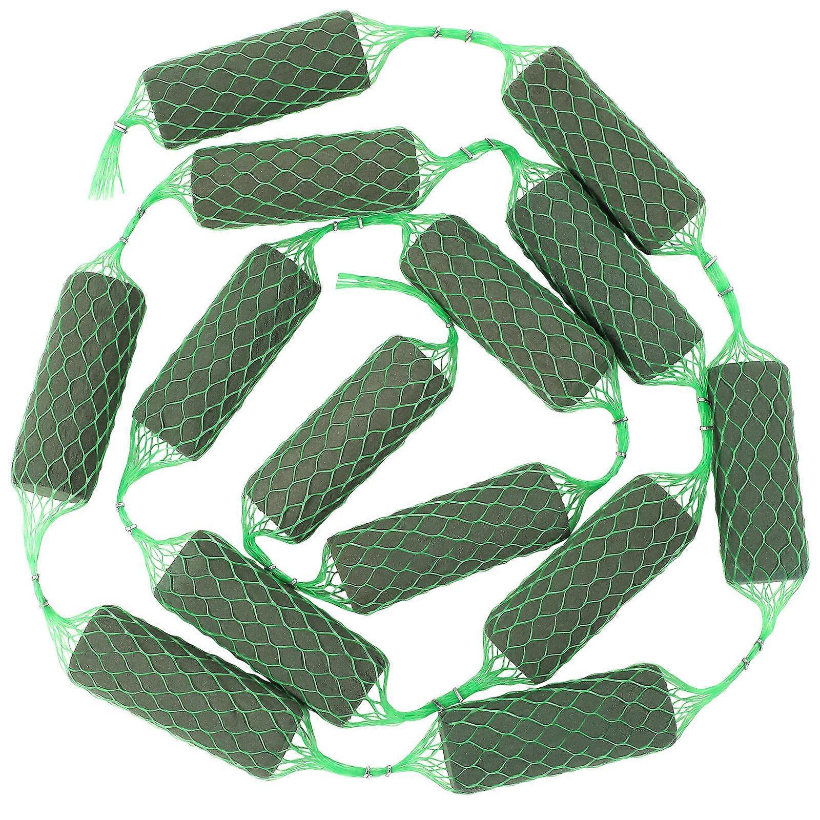 Flower Arrangement Blocks Sausage Shape Flower Arrangement Tools Green 110.04X5.11X1.97in Stem Supporting 14 Bricks per Bunch