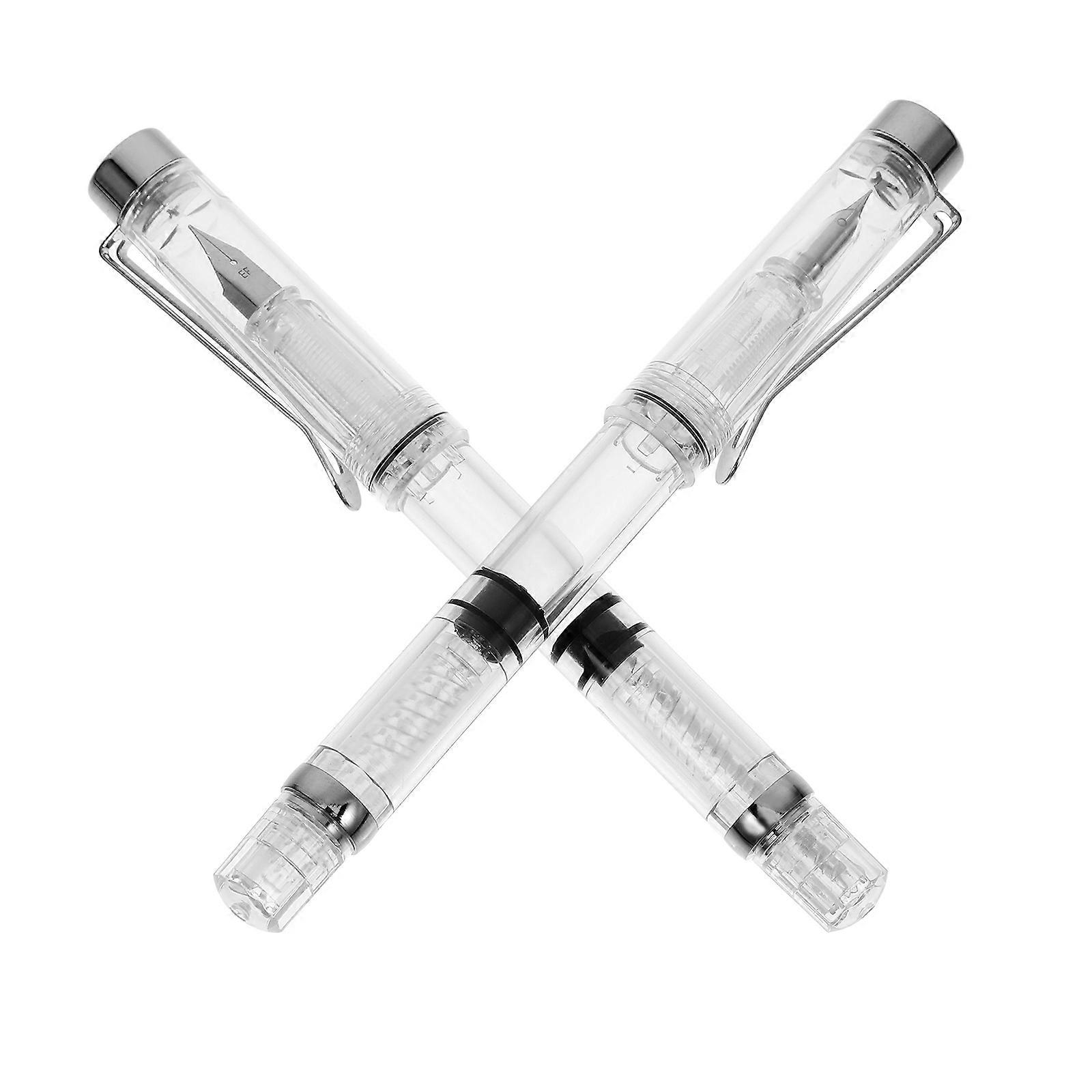 Transparent Refillable Fountain Pens with Ink Absorber – 2 Pack Calligraphy Pens for Writing, School, and Office Use
