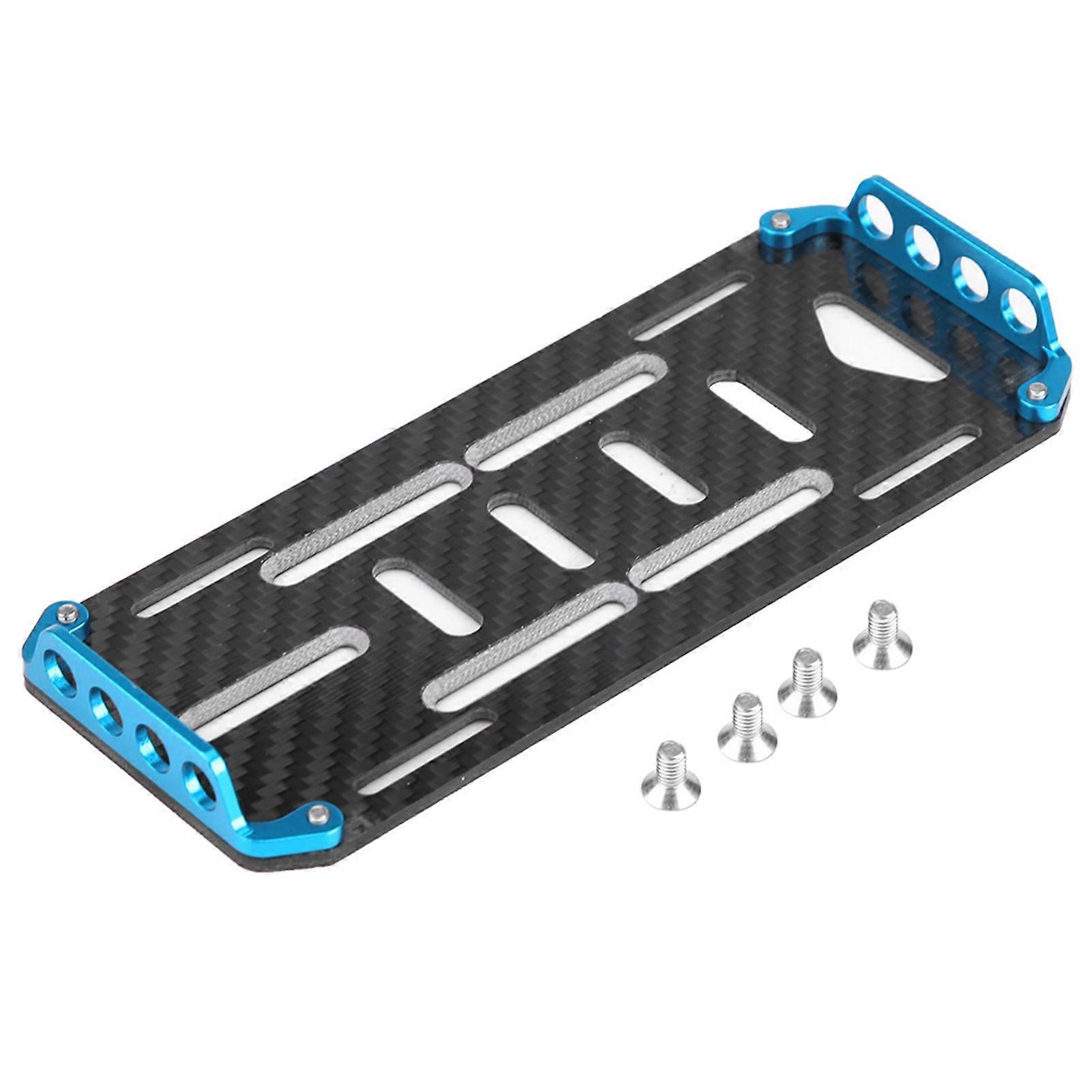 Aluminum Alloy Carbon Fiber Battery Mounting Plate for 1/10 Scale Axial SCX10 CC01 F350 D90 RC Car (Blue)