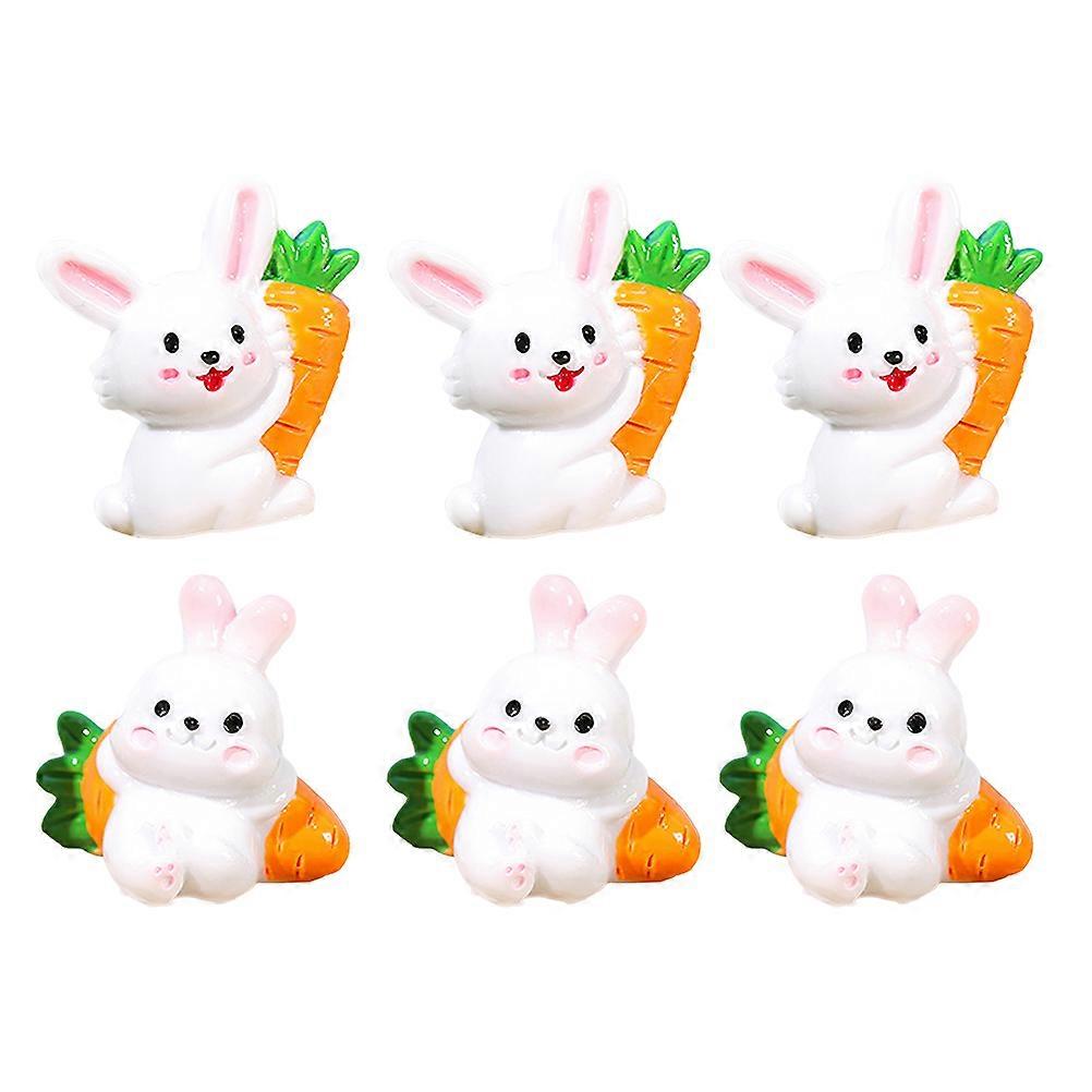 Rabbit Miniature Figurines Micro Landscape Mini Bunny Statue Home Users Office Users 6Pcs