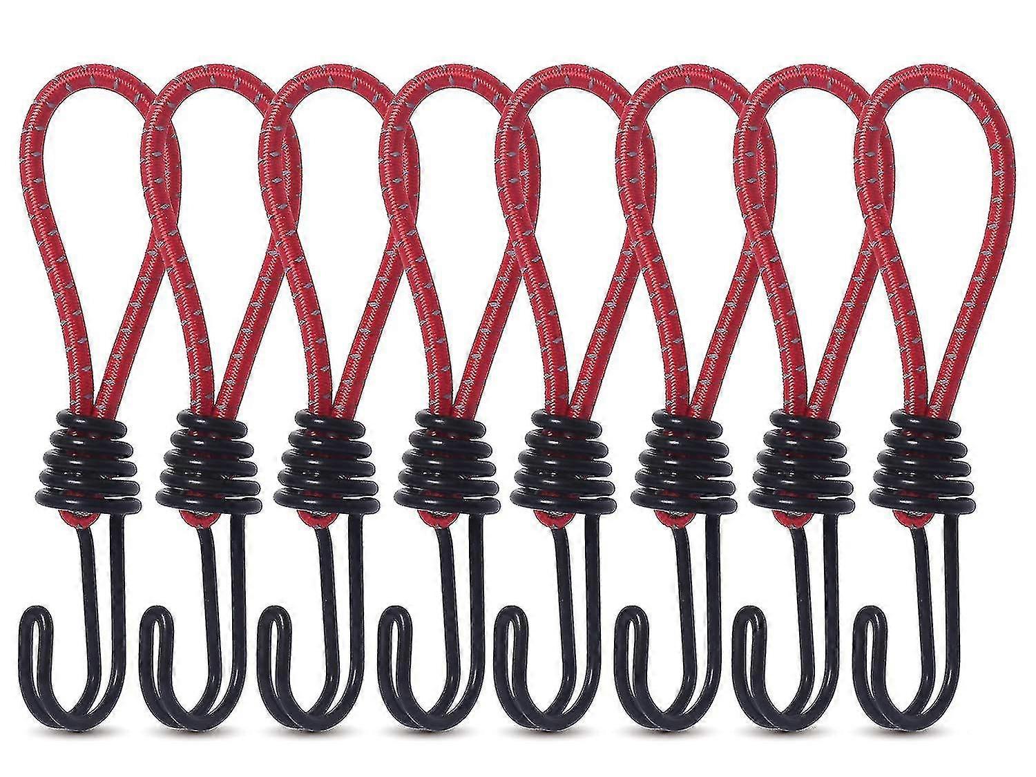 Outdoor Bungee Cords with Hooks - 8pcs Tent Elastic Rope Buckle for Camping