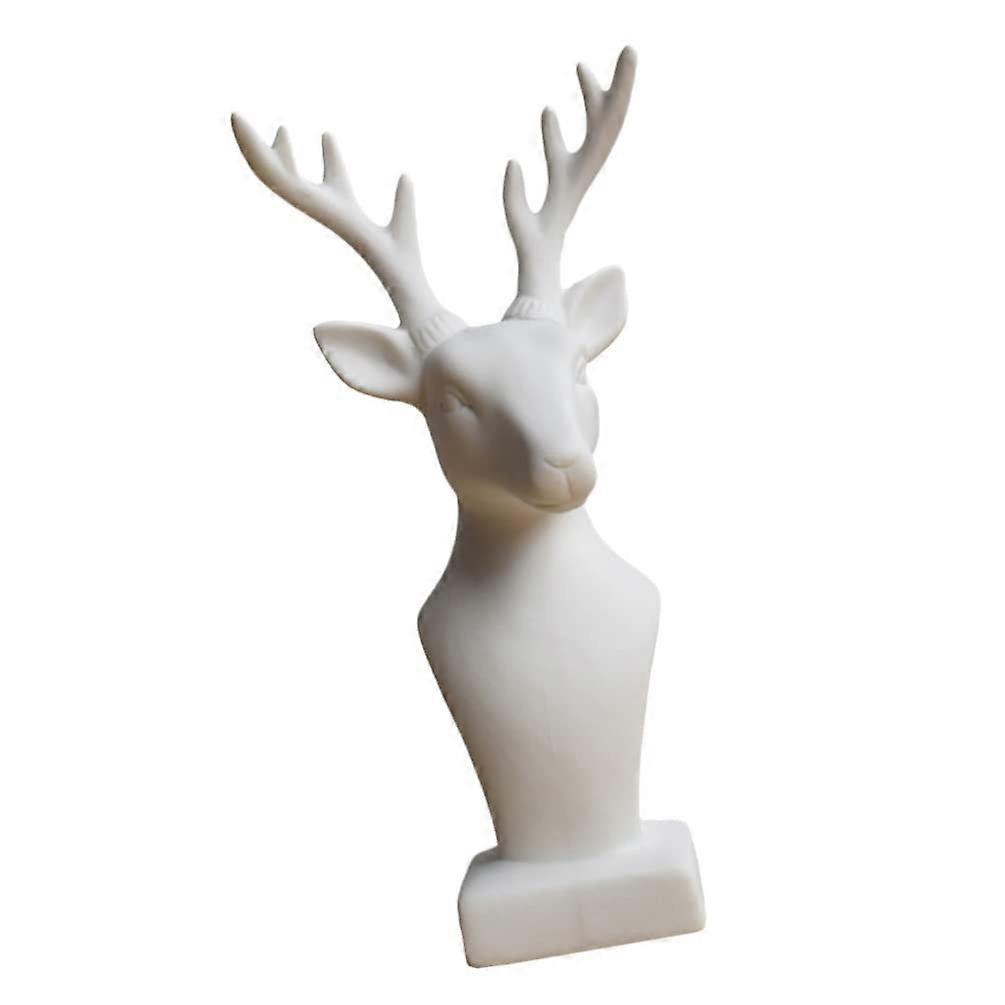 Toy Ceramic Desktop Deer Buck Bust Statue White Ceramic Deer Bust For Rustic Cabin Decor