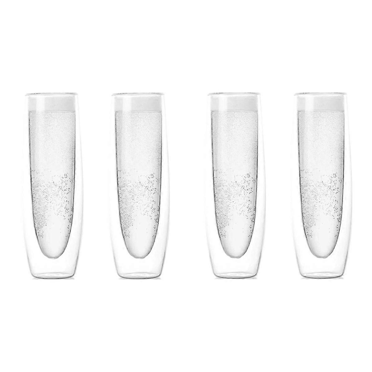 2Pcs Glass Champagne Glasses Double-Layer Handleless Glasses