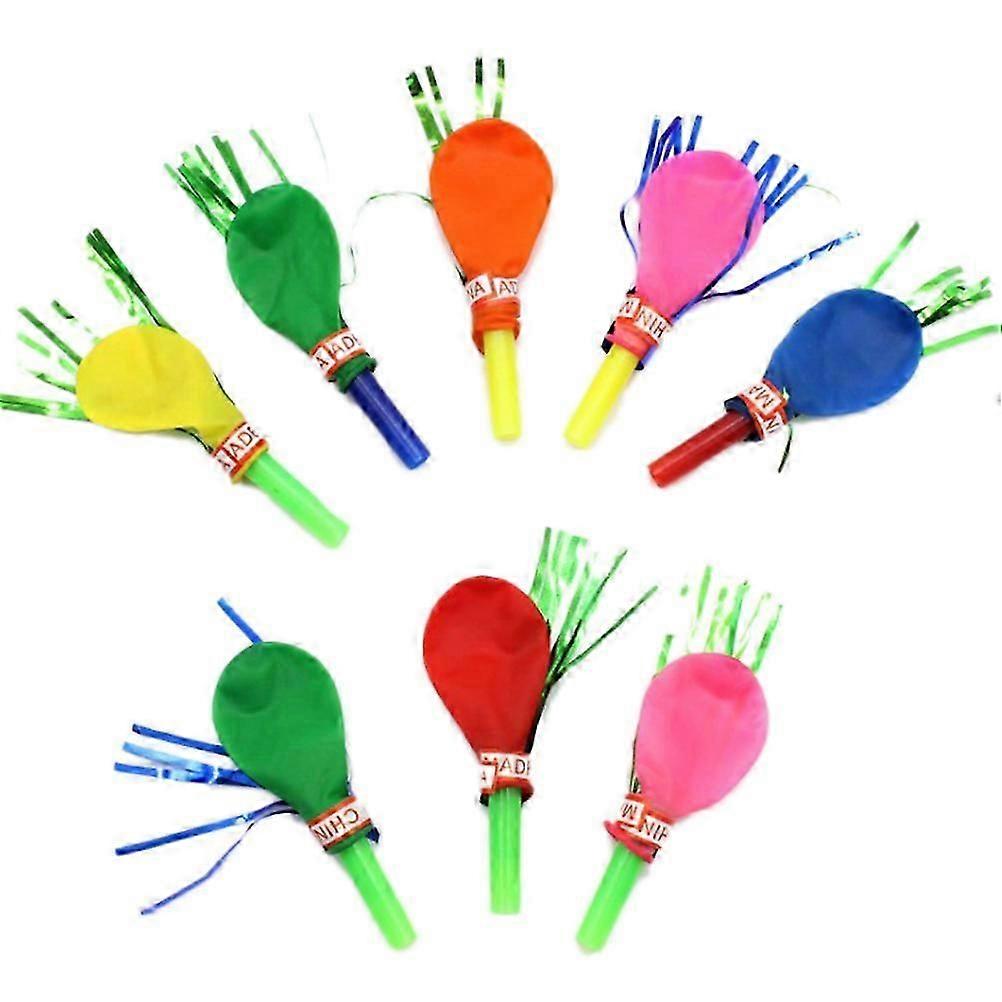 100 Τεμ Μουσικά Blow Outs Μπαλόνι Μικτή Glitter Fringed Metallic Noisemaker Kids Blowouts Whistles για το Halloween Χριστουγεννιάτικο πάρτι (τυχαίο χρώμα)