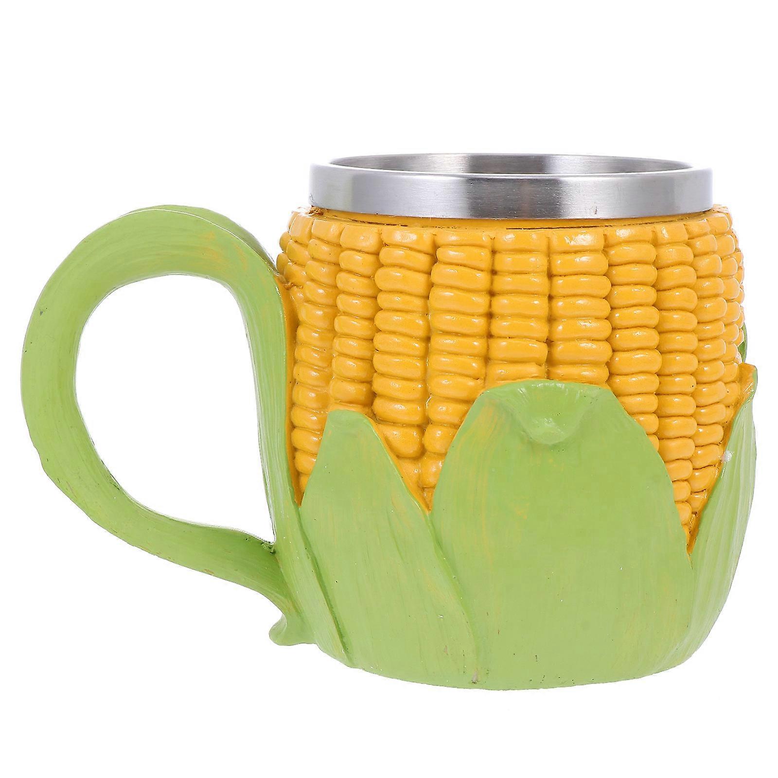 Drinking Mug Stainless Steel Beer Mug Creative Fruit Pattern Mug Outdoor Use Green 14X10X8.5CM Storage 1Pc