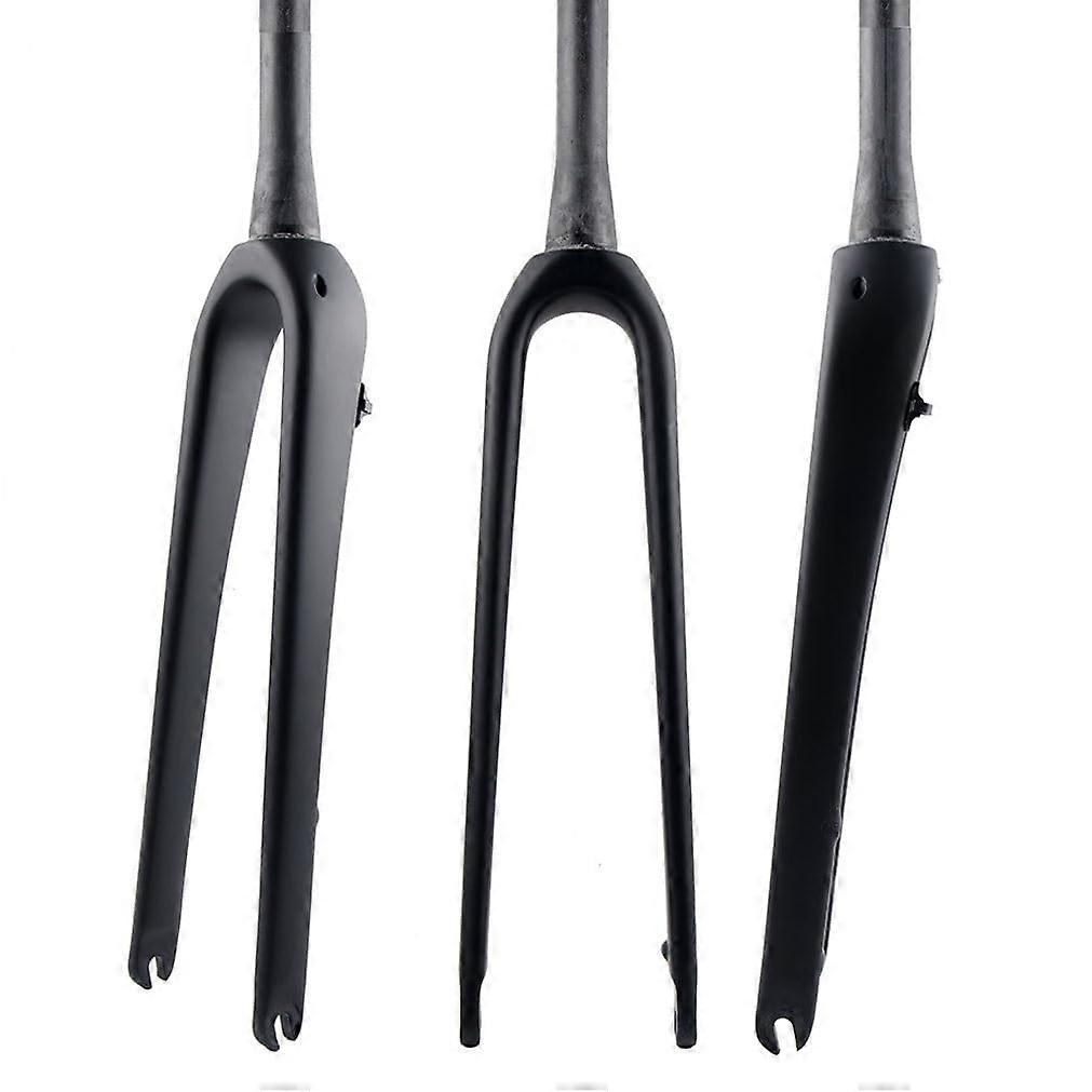 Carbon Fiber Rigid Fork For 700C 45C, 1-1/8 Straight Or Tapered Steerer, Flat Disc Brake, QR 9mm, Tapered Matte Black