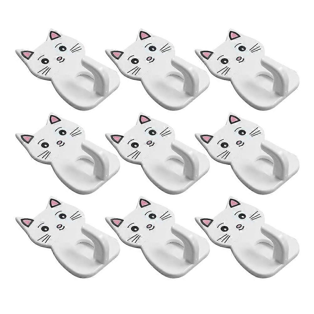 Hanging Towel Holder Adorable Cat Shaped Bathroom Hook Simple And Comfortable Style Material 9Pcs