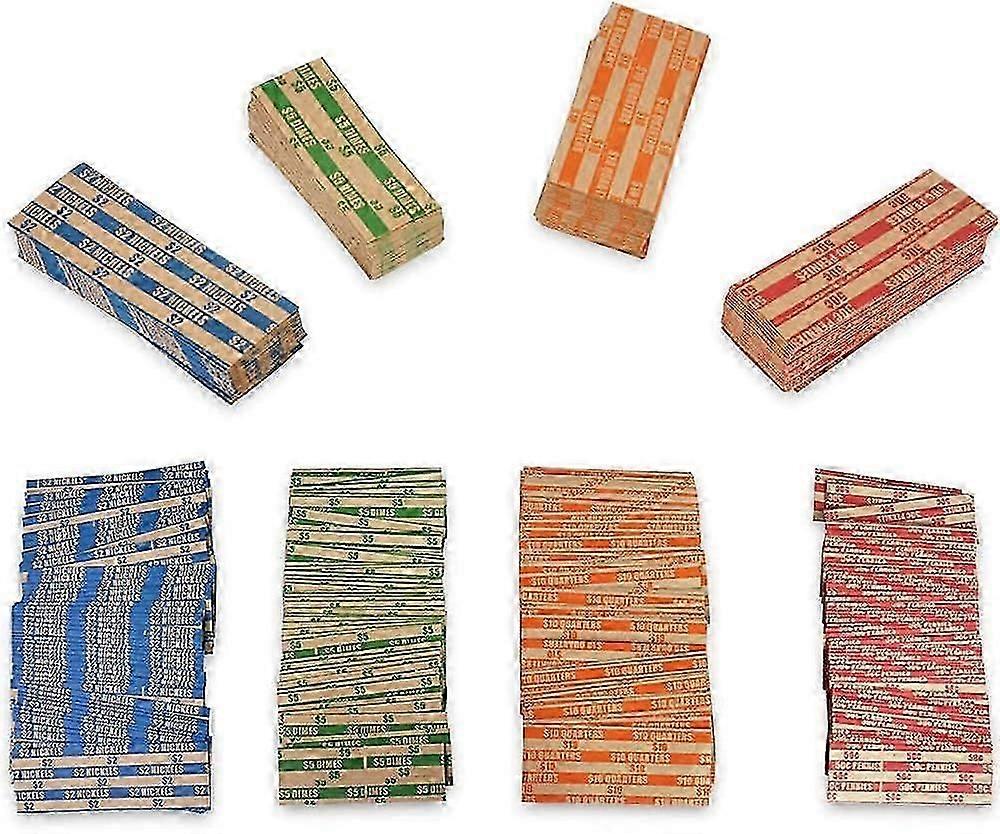200 stk assorterte myntruller - myntruller for kvarts-, ti-, nikkel- og penniesedler