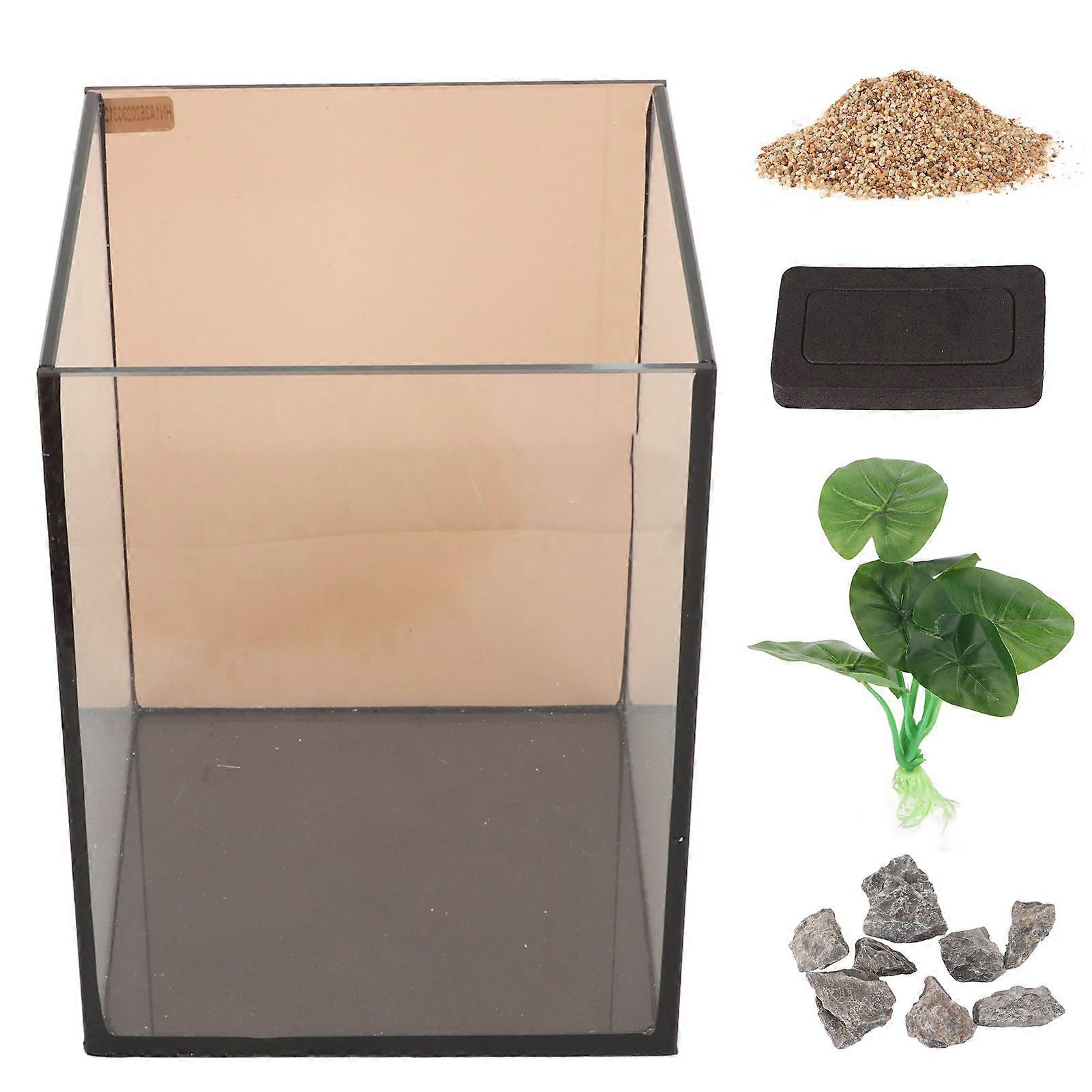 Glass Aquarium Mini Compact Ingenious Safe Low Noise Free Water Change Fish Tank Kit for Tabletop